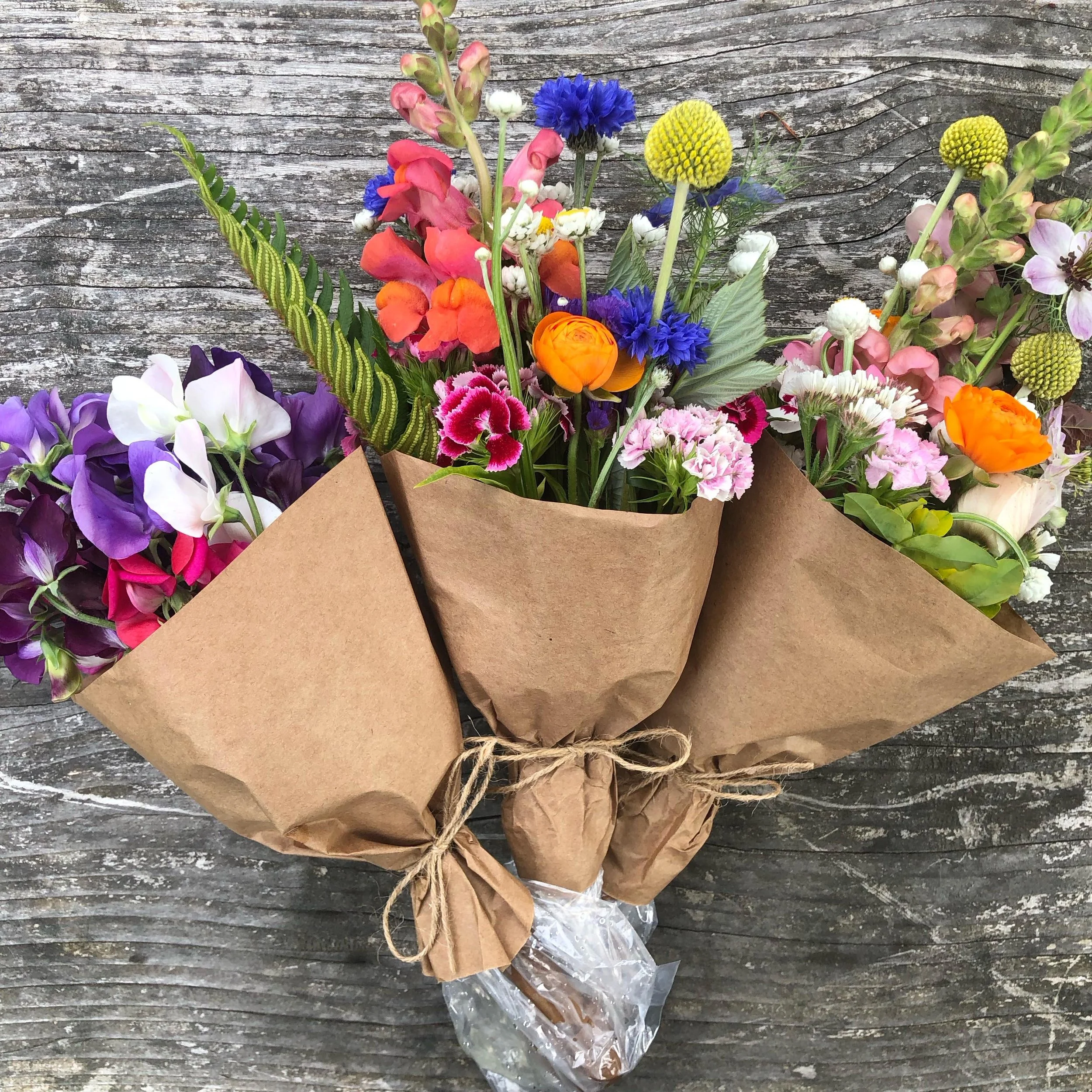 Mini-bouquets wrapped-with-water-to-go for your special performers this weekend or easy, biodegradable gifts. In the farmstand Thursday and Friday and at the @vashon_farmersmarket Saturday 10-3. 

#locallygrownflowers #certifiedorganicflowers #perfor