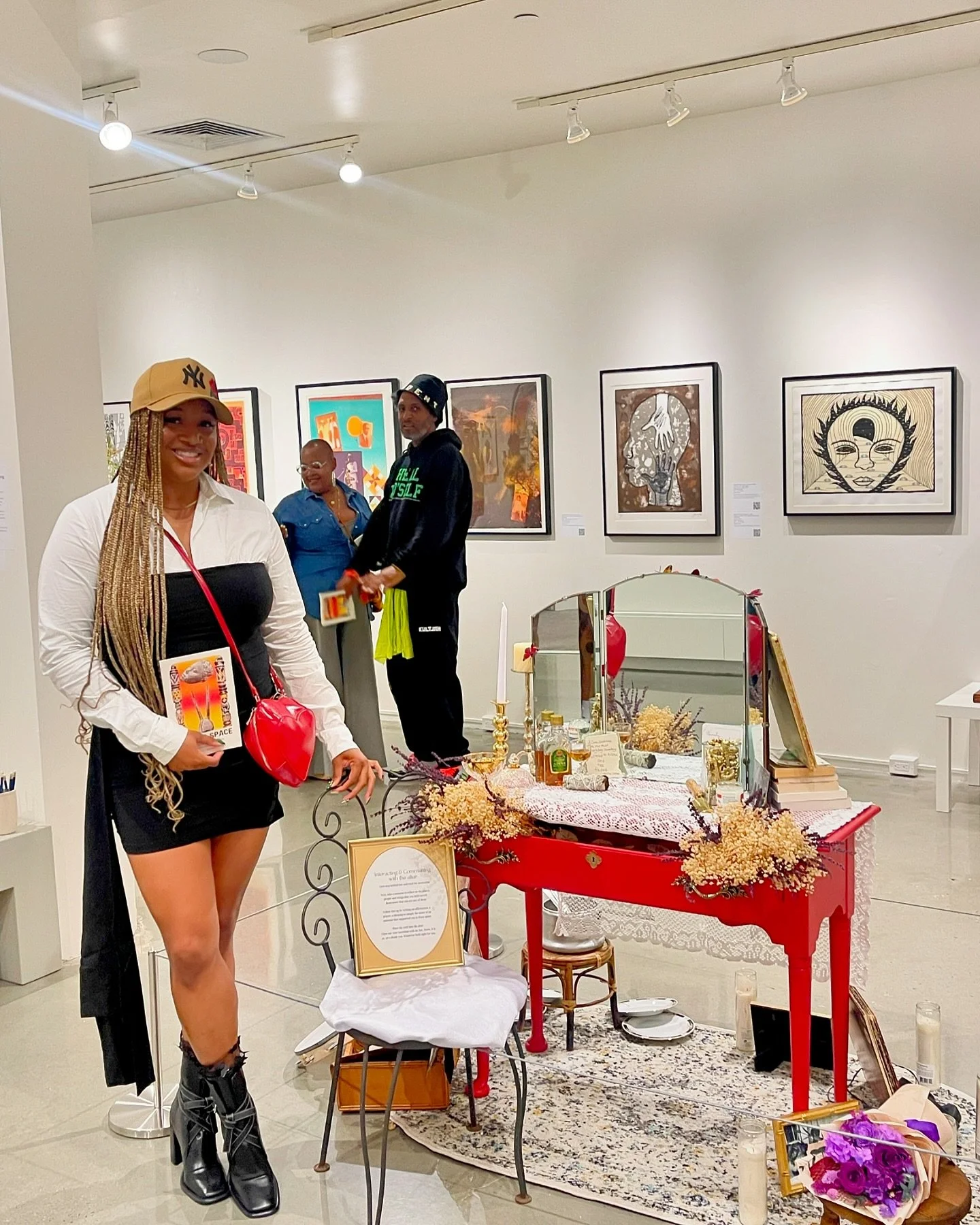 On Friday Sacred Space curated by @curator.nita opened at the @fairfielduam 🫶🏾 the exhibition will be up until December 21st, head down to the museum and experience this incredible space. You&rsquo;ll find the altar I created. Interact with her, co