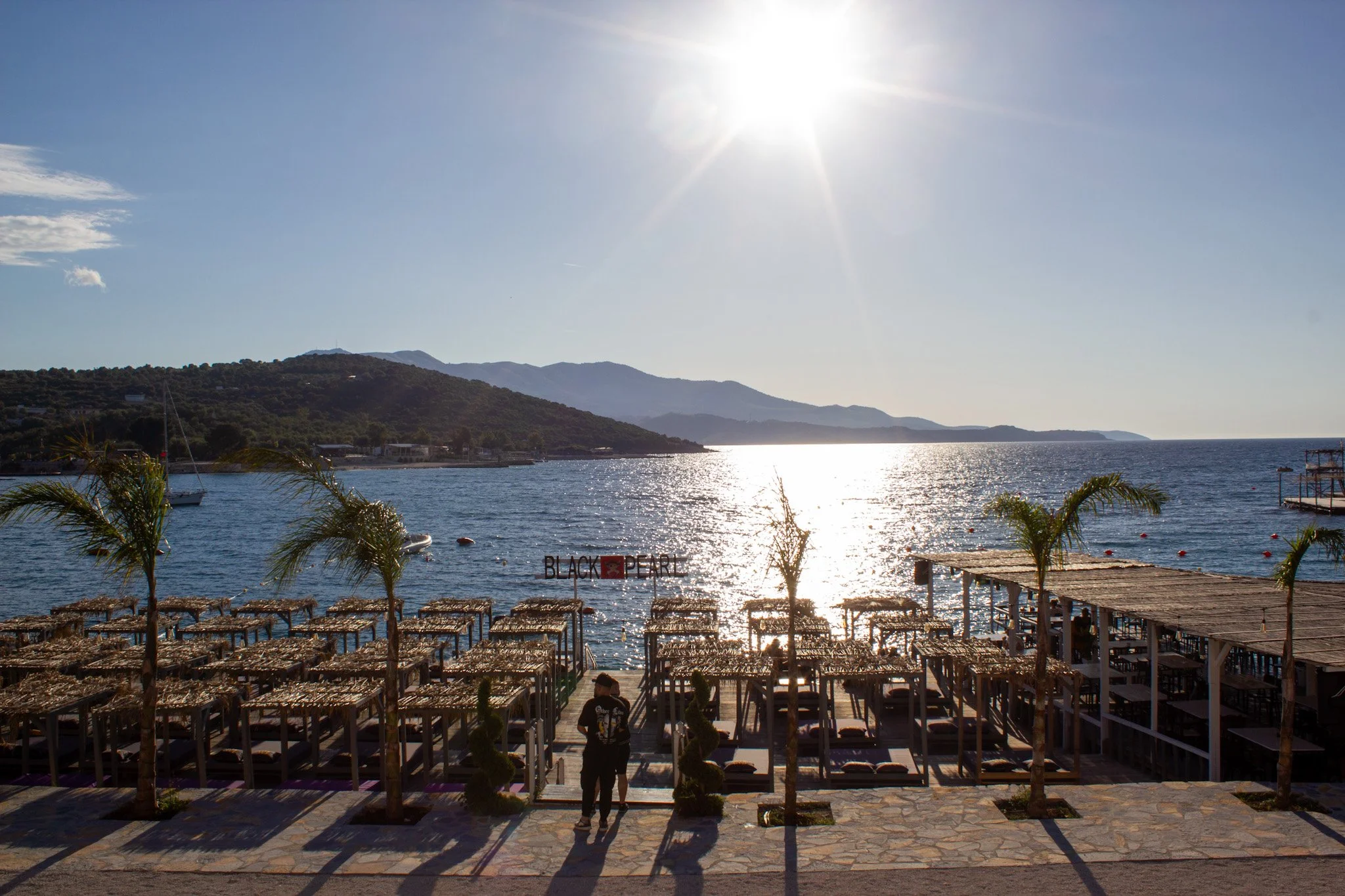 View of Black Pearl Beach club in Ksamil Albania