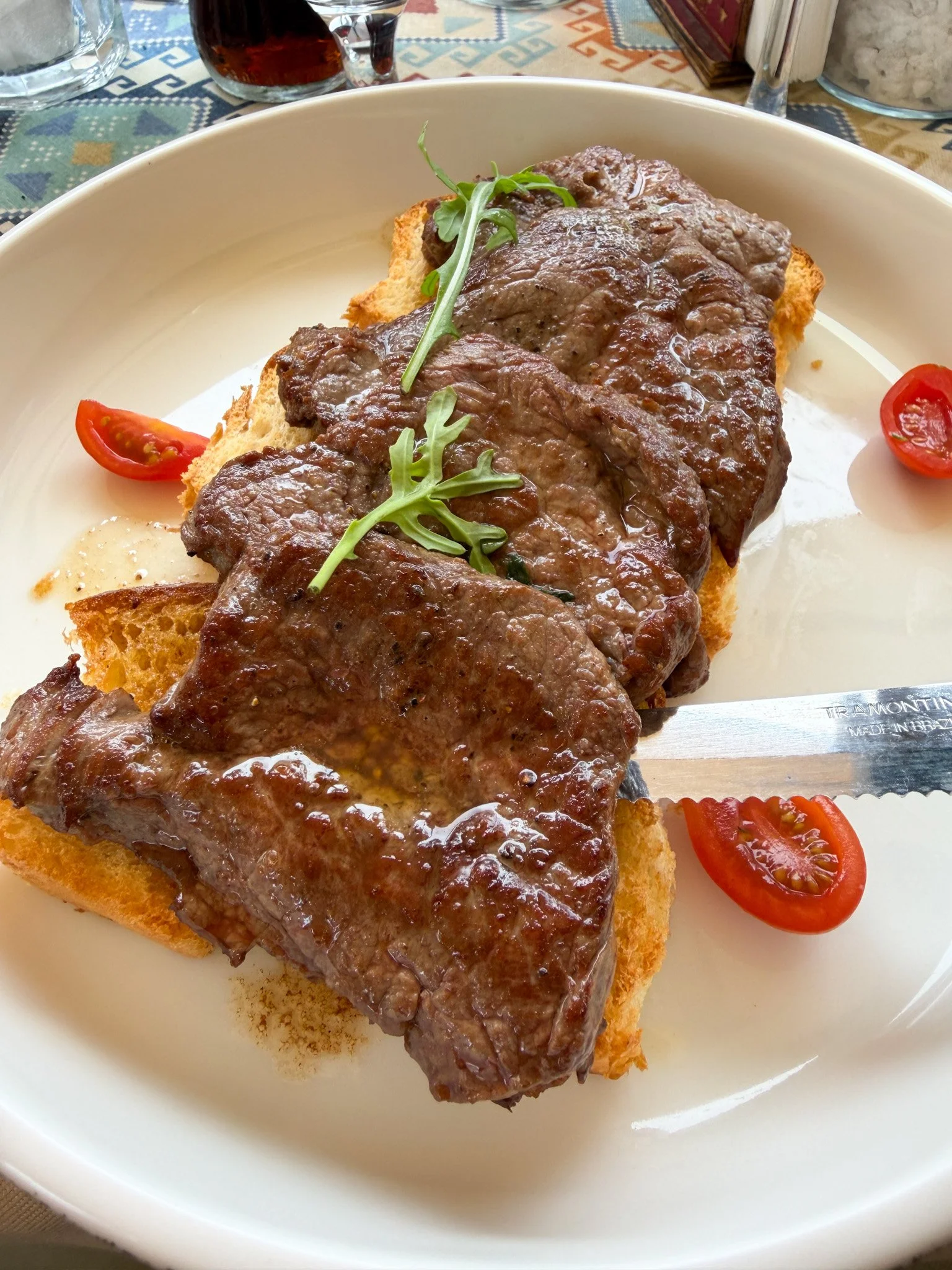 Beef medallions at Staria Chinar Restaurant, Varna Port, Bulgaria