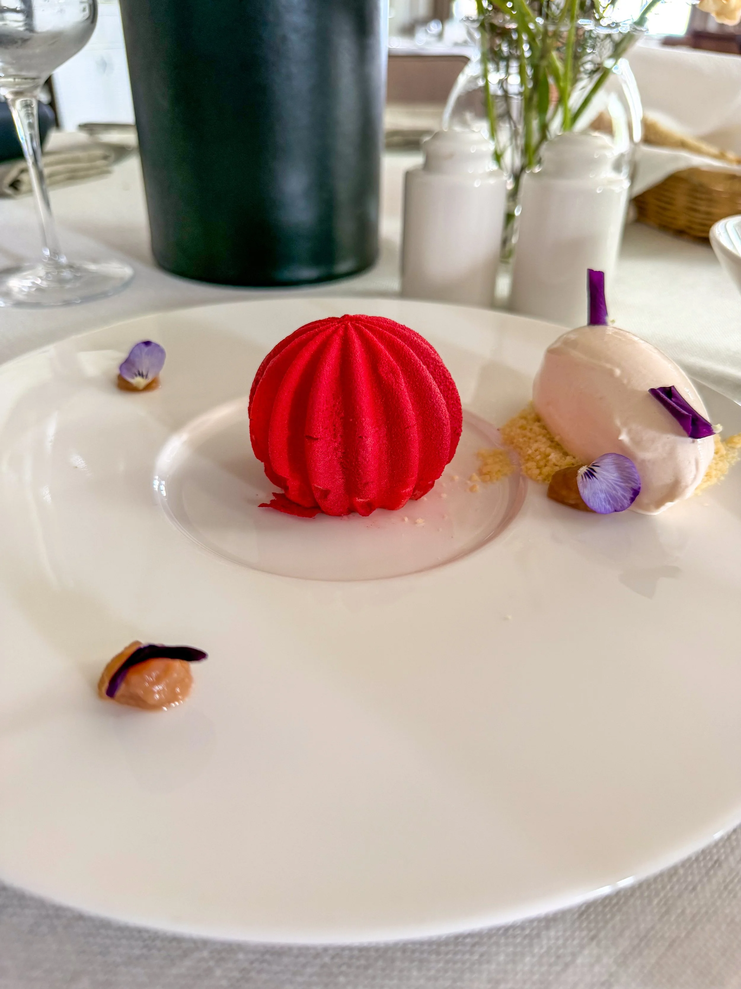 Rhubarb luxurious dessert at La Terrasse, Varna