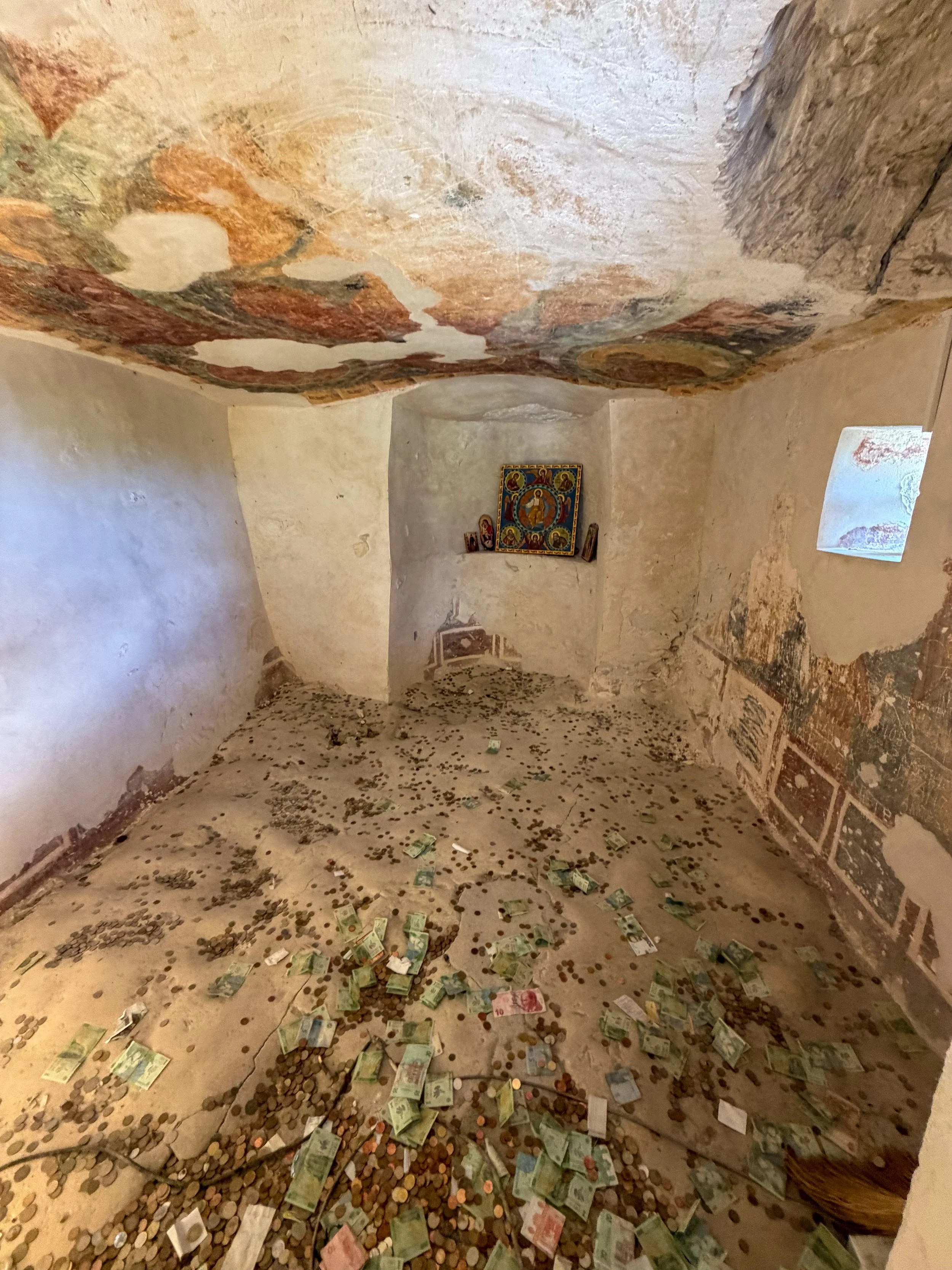 Cell with offerings at Aladzha Monastery, Varna, Bulgaria