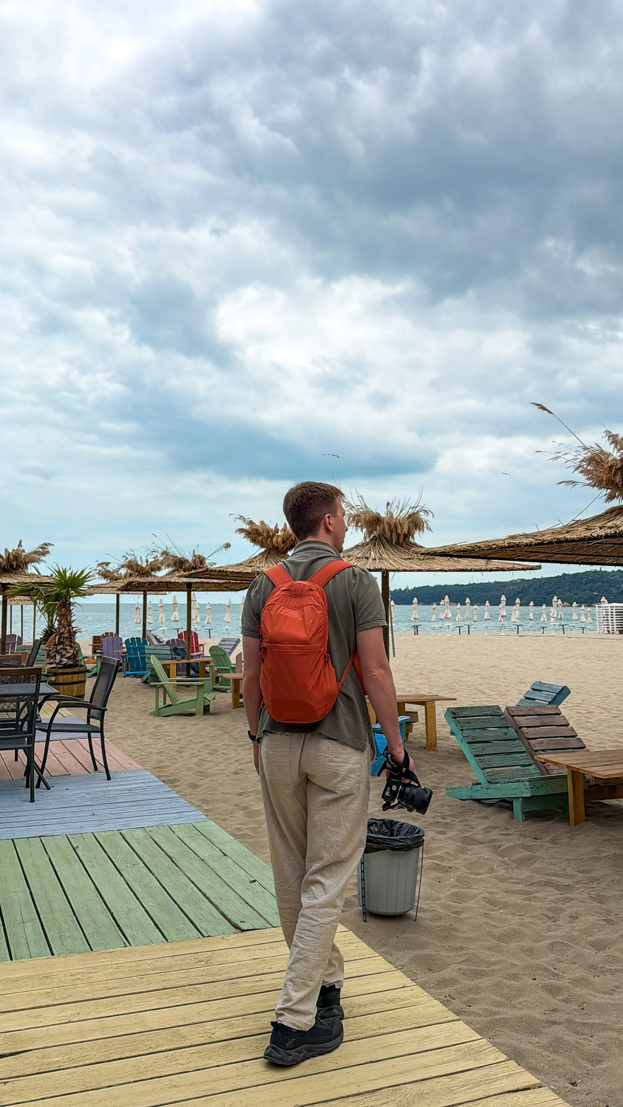 Max exploring Varna city centre beach