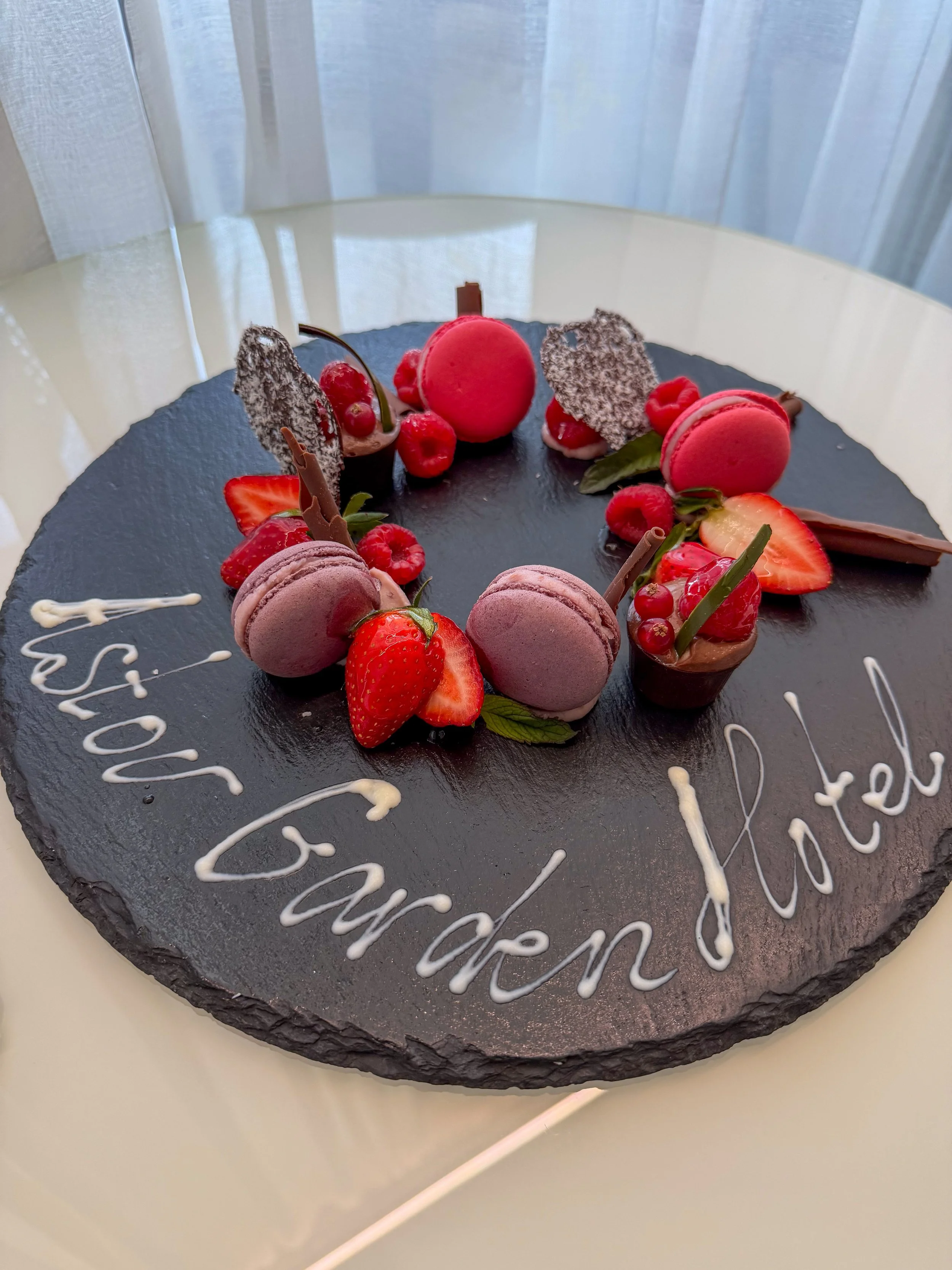 Complimentary sweets platter at Deluxe sea view room Astor Garden Hotel Varna