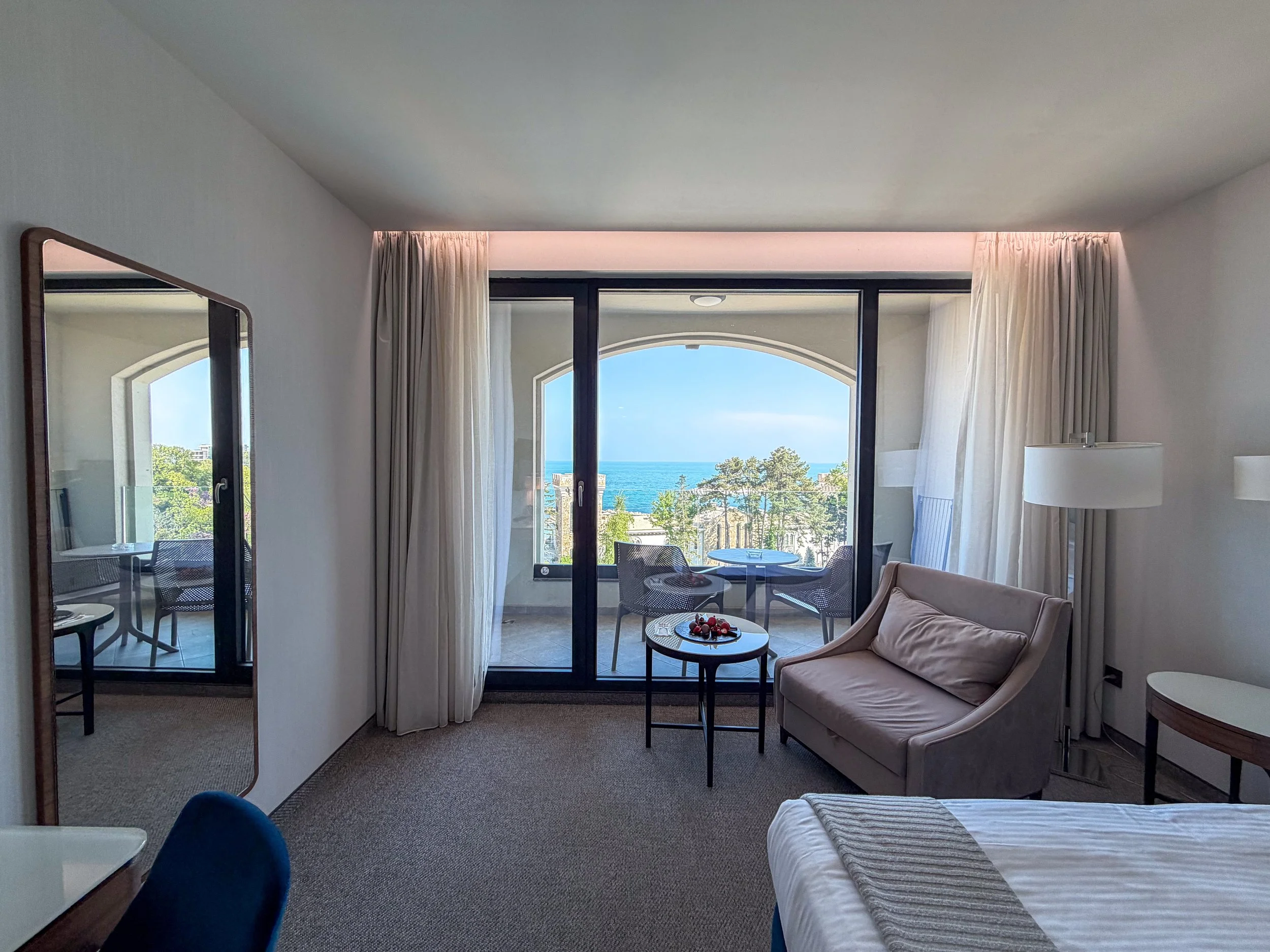 Wide view of deluxe sea view room Astor Garden Hotel Varna.