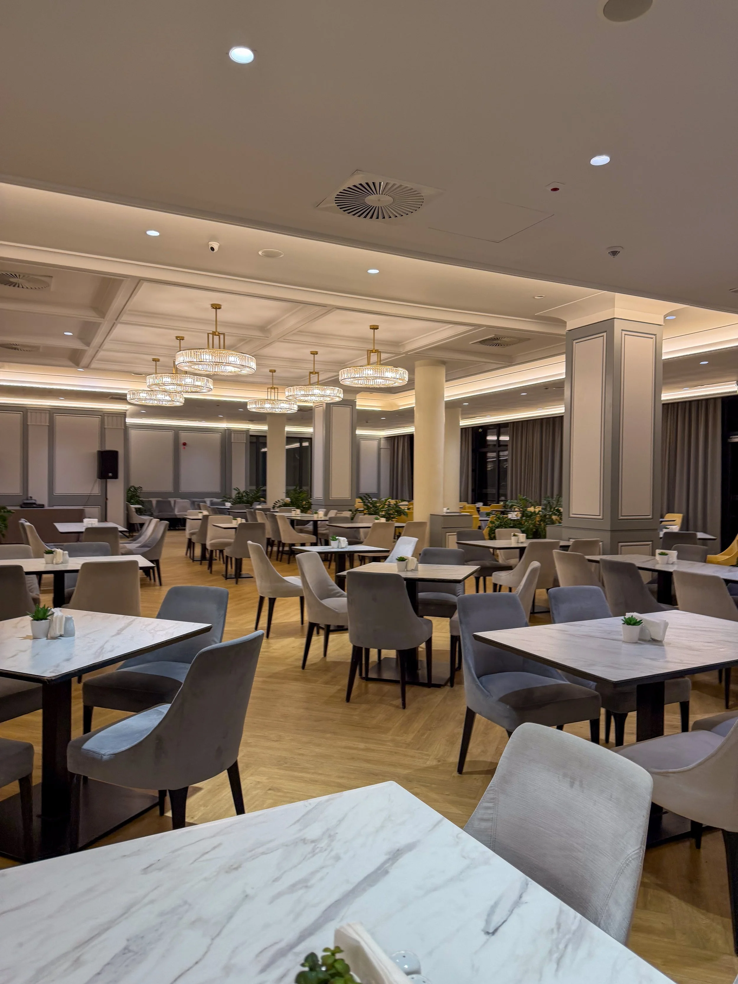 Restaurant where we had breakfast and dinner at the Astor Garden Hotel in Varna