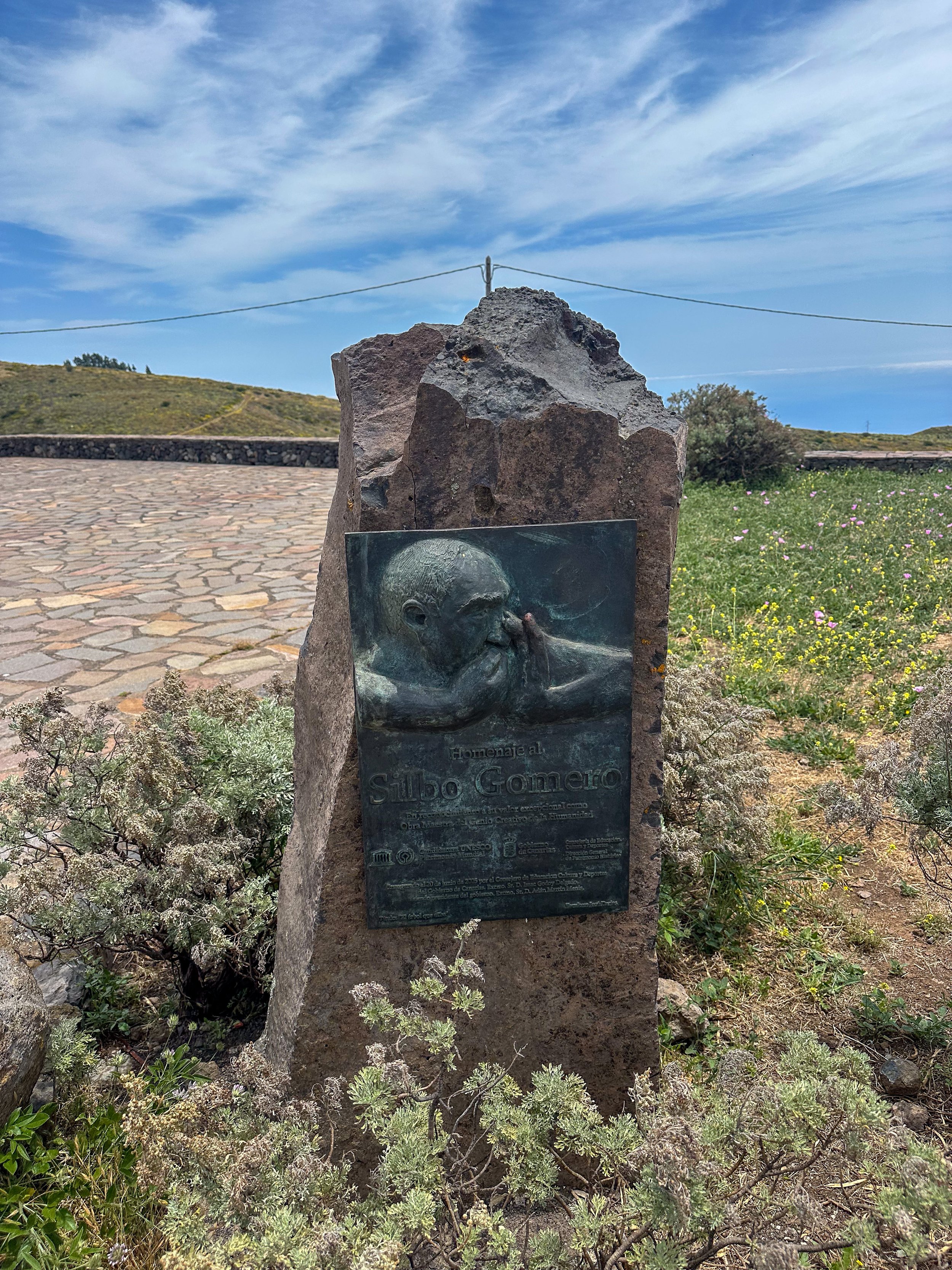 El Silbo Gomero statue at Mirador de Igualero in La Gomera