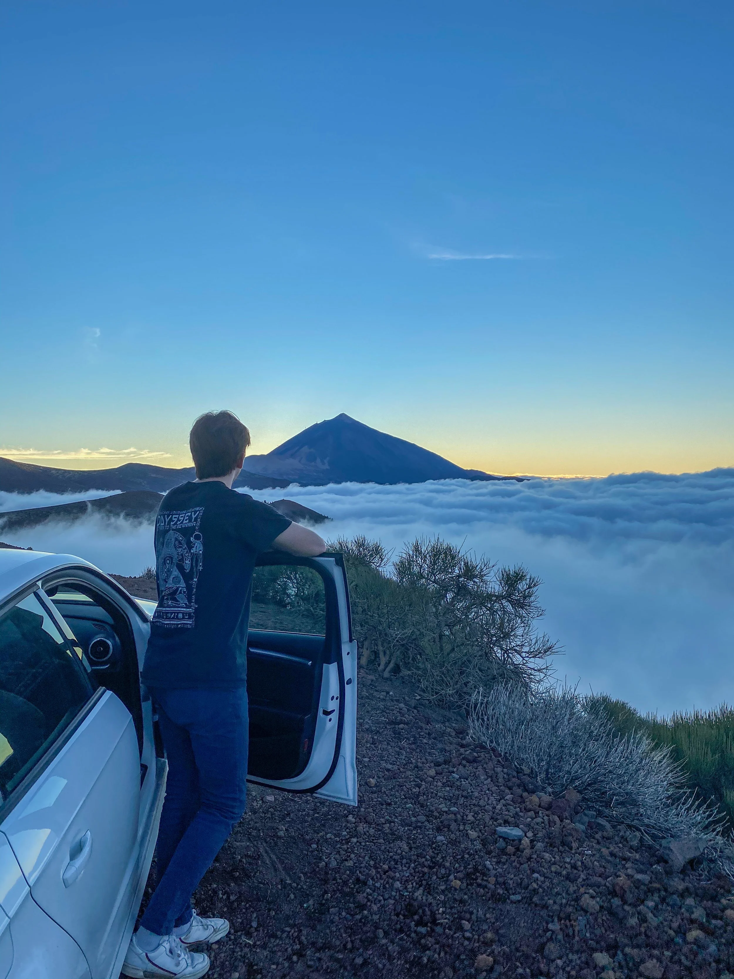 Views of Mount Teide above the clouds in Tenerife