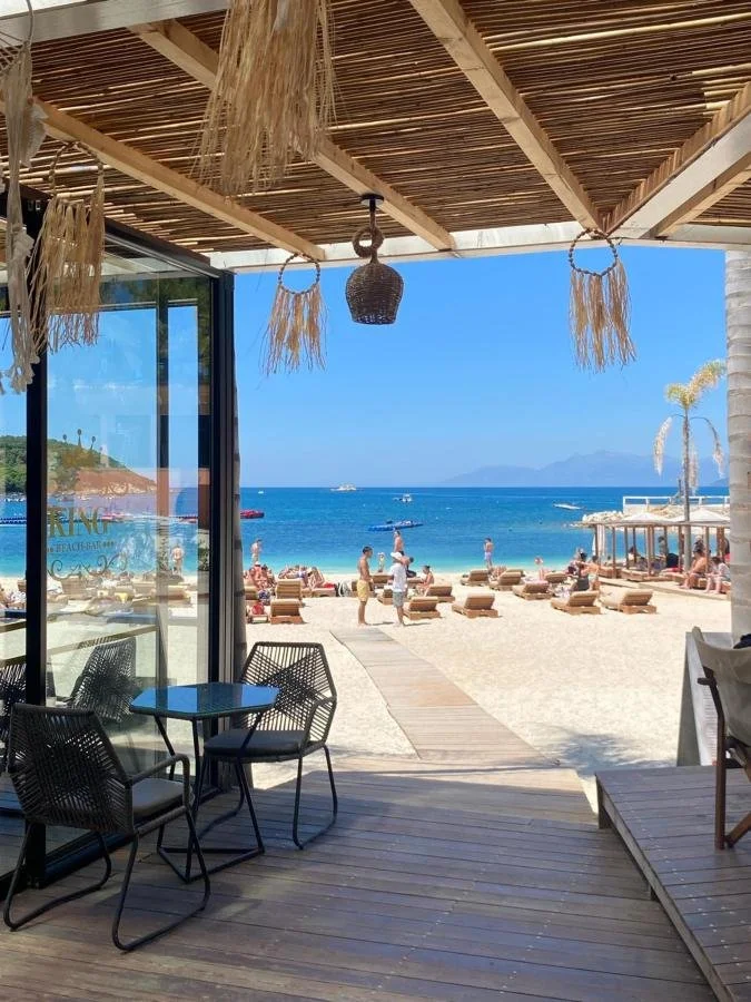 King hotel Ksamil view of beach loungers.jpg