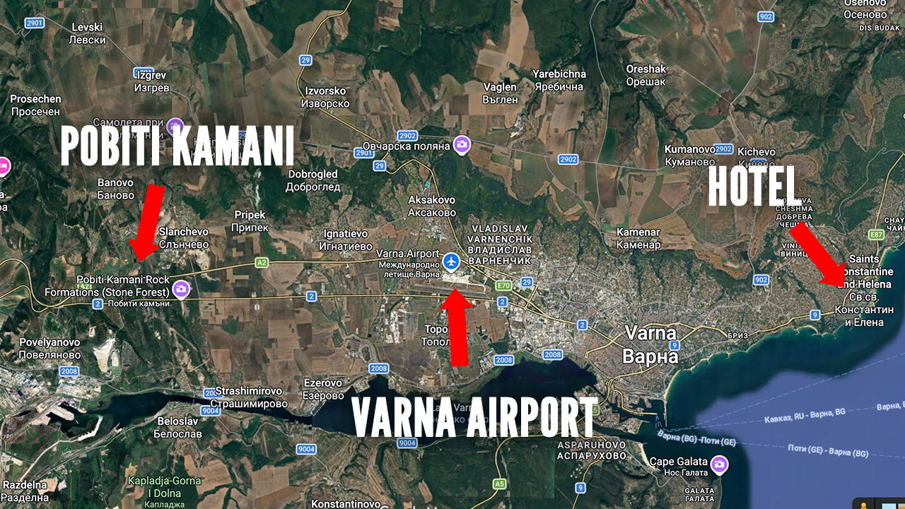 Varna Map showing location of Stone Forest
