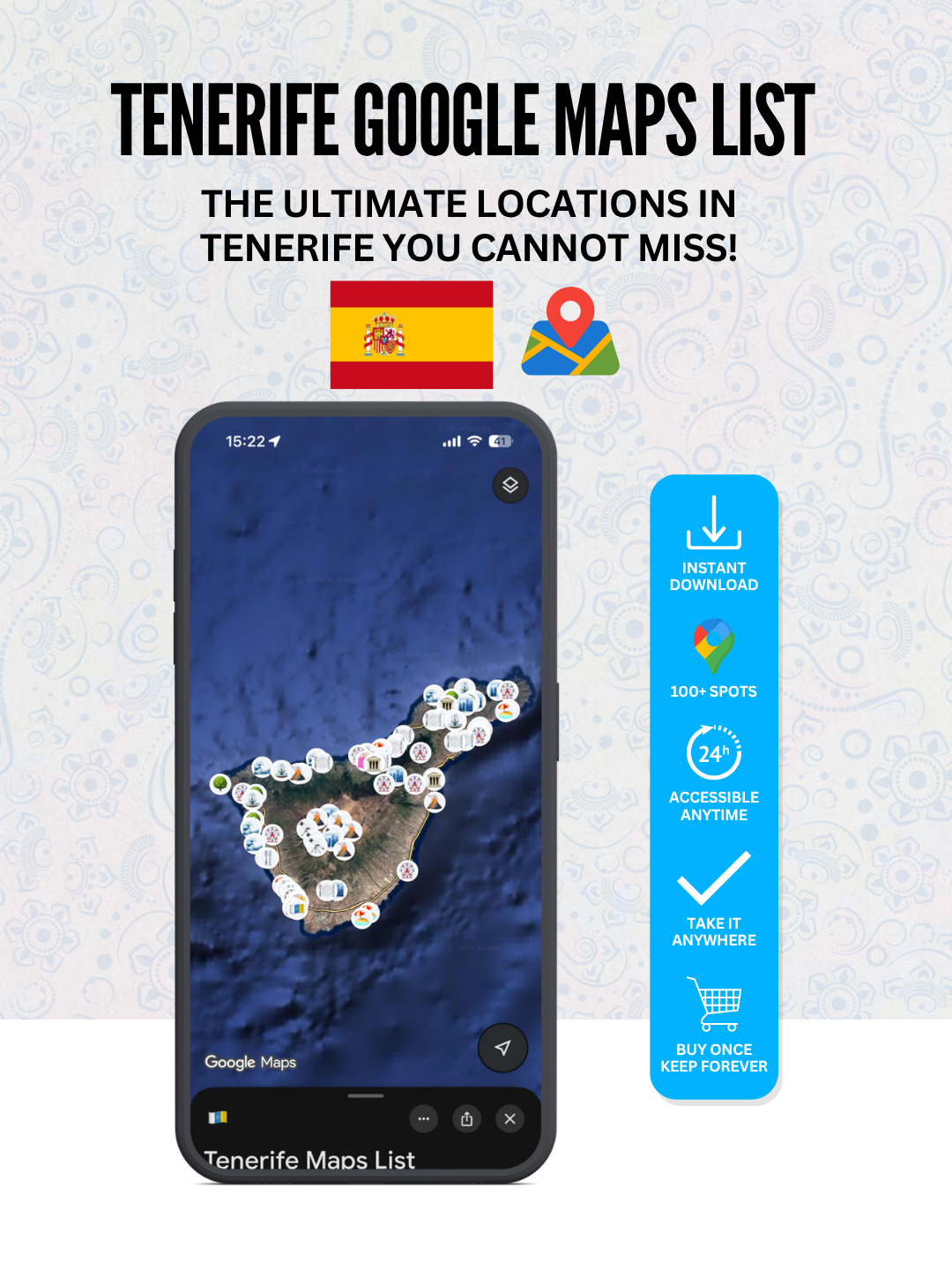 Tenerife: 100+ Best Locations (Instant Google Maps Digital List)