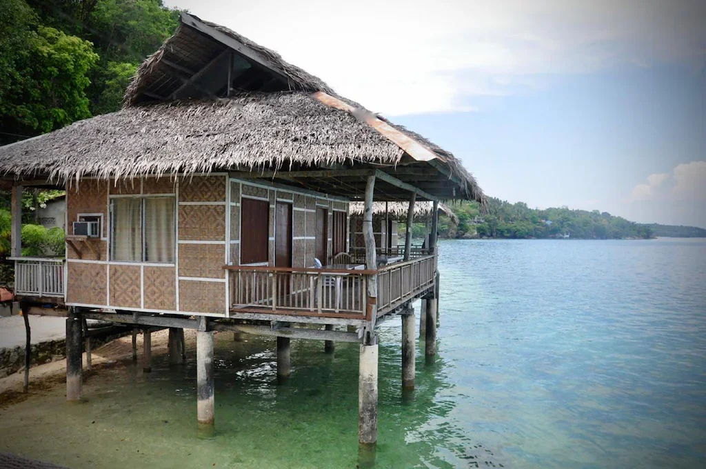 Bungalow over water near kawasan falls