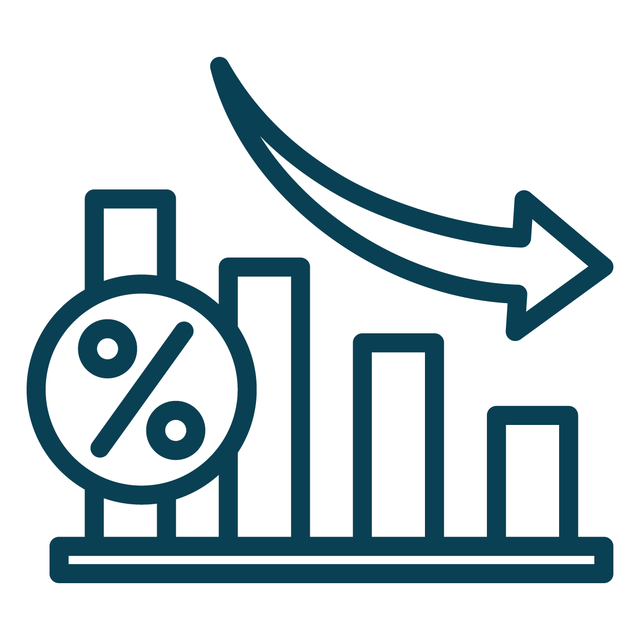Decreasing rates icon
