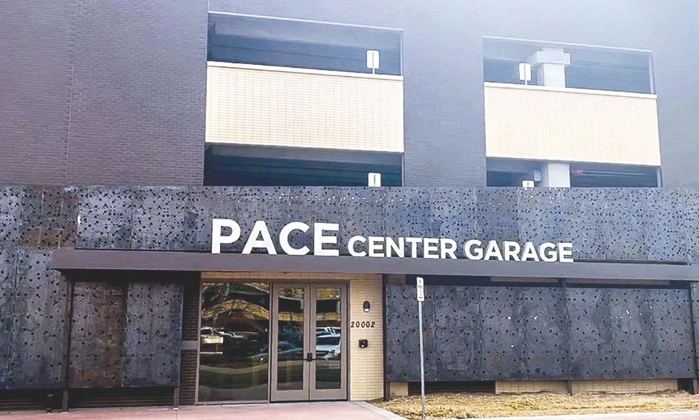 Entrance to PACE Center parking garage