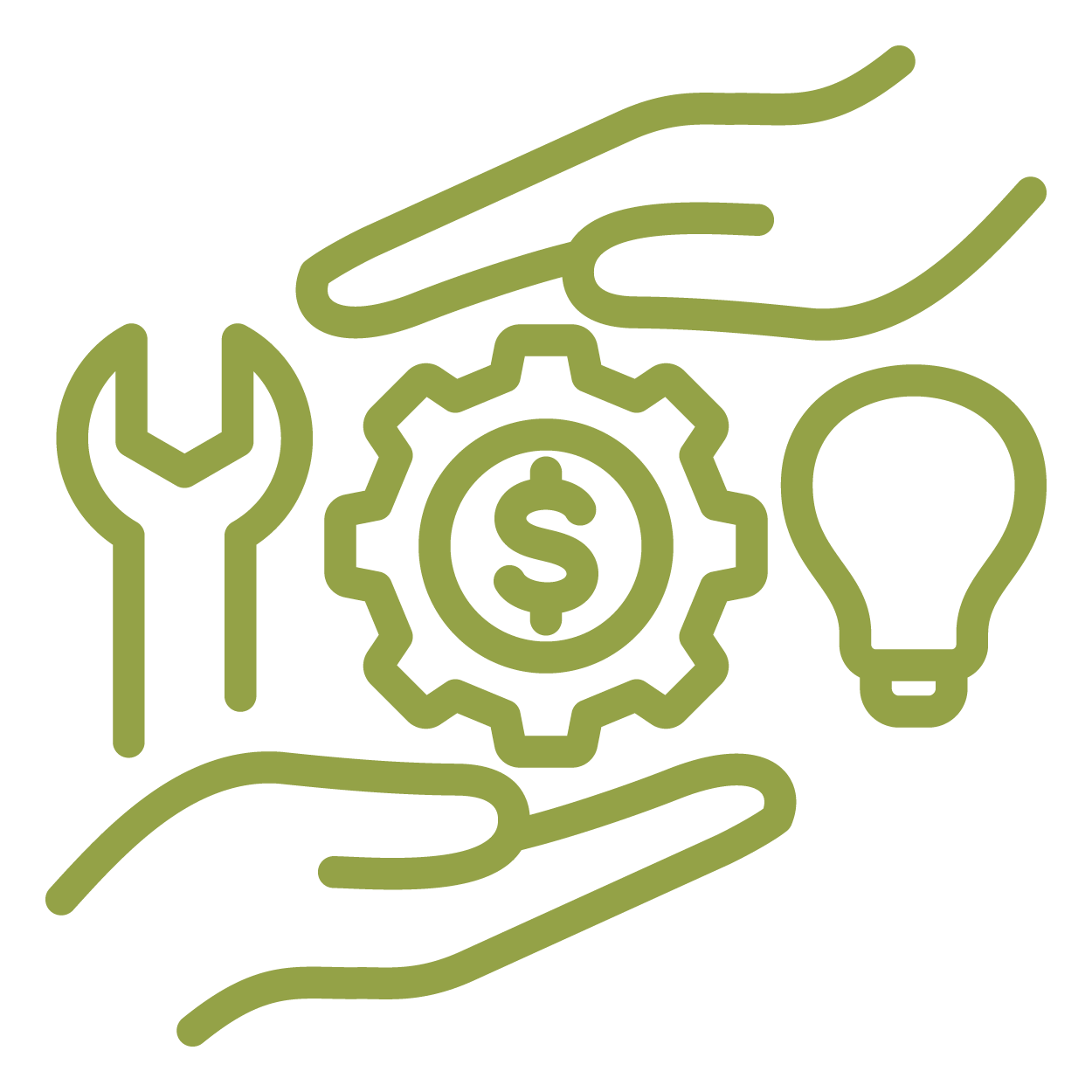 Hands holding equipment icon