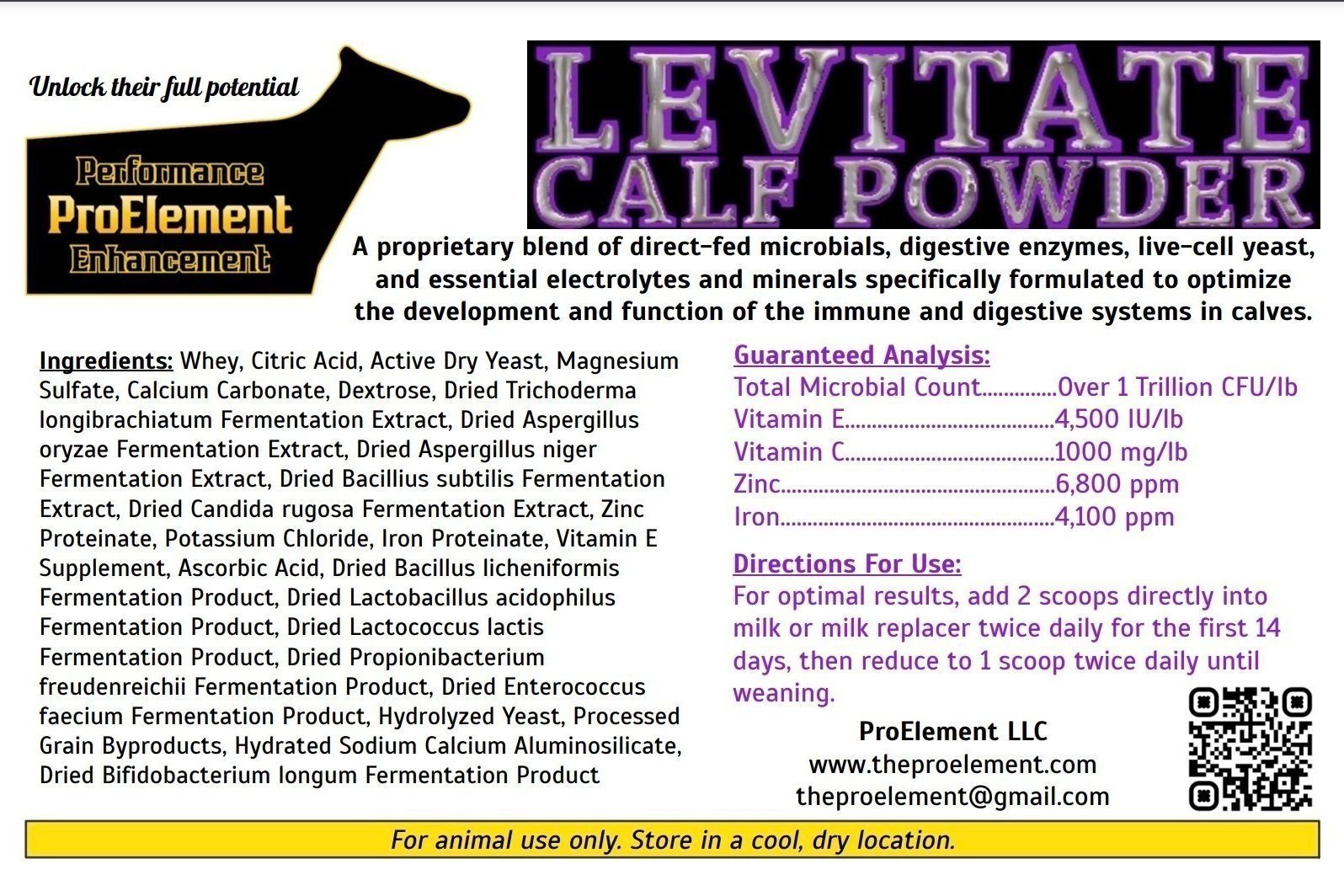 LEVITATE CALF POWDER - 6 lb Pail