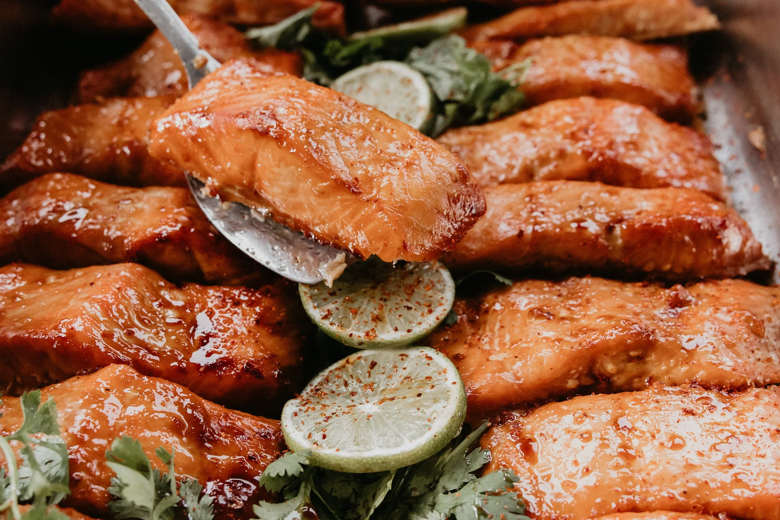 Salmon with pomegranate and aleppo pepper