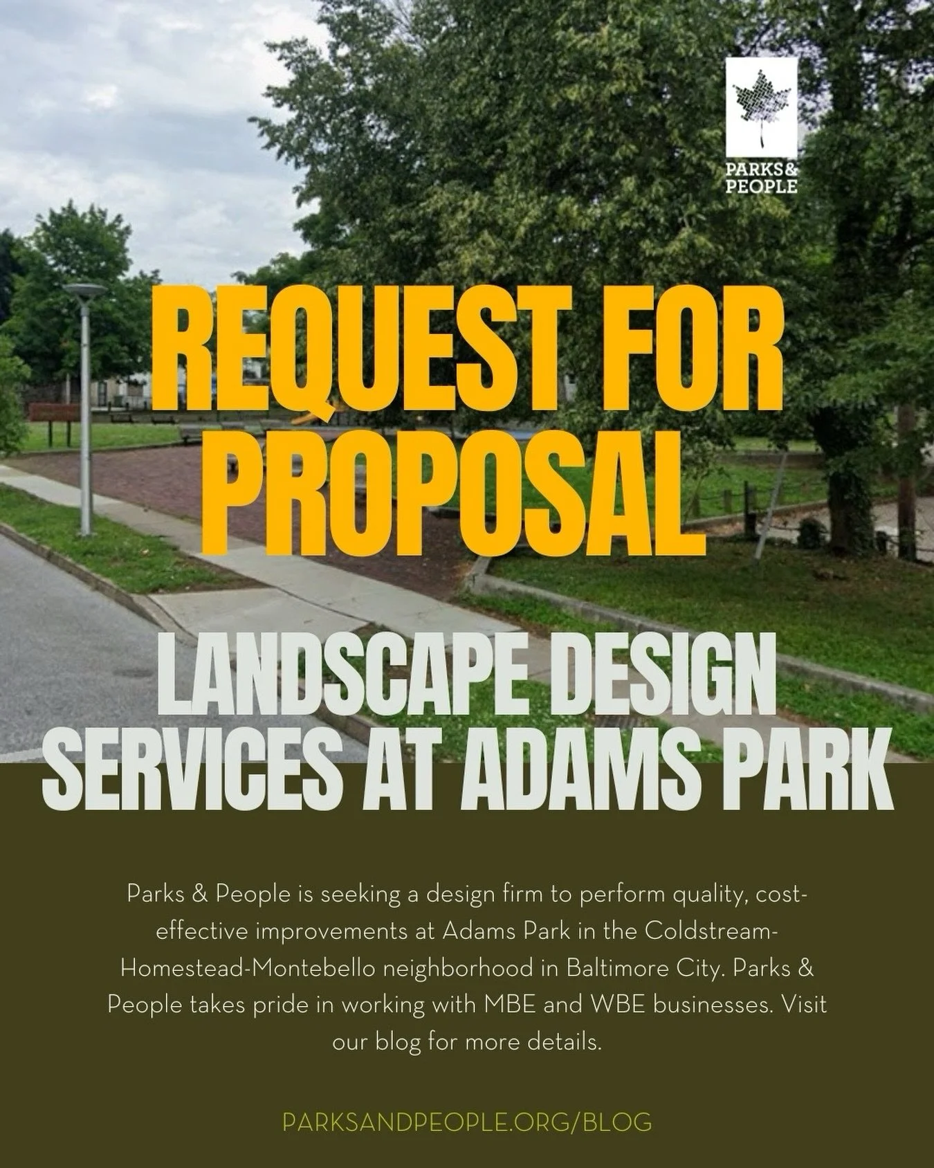 📢 Calling all design firms! We&rsquo;re looking for your landscape design services. 

Let&rsquo;s spark wonder in the Coldstream-Homestead-Montebello neighborhood in Baltimore City. Help us create a greener, healthier Baltimore for all. 

Head to ou