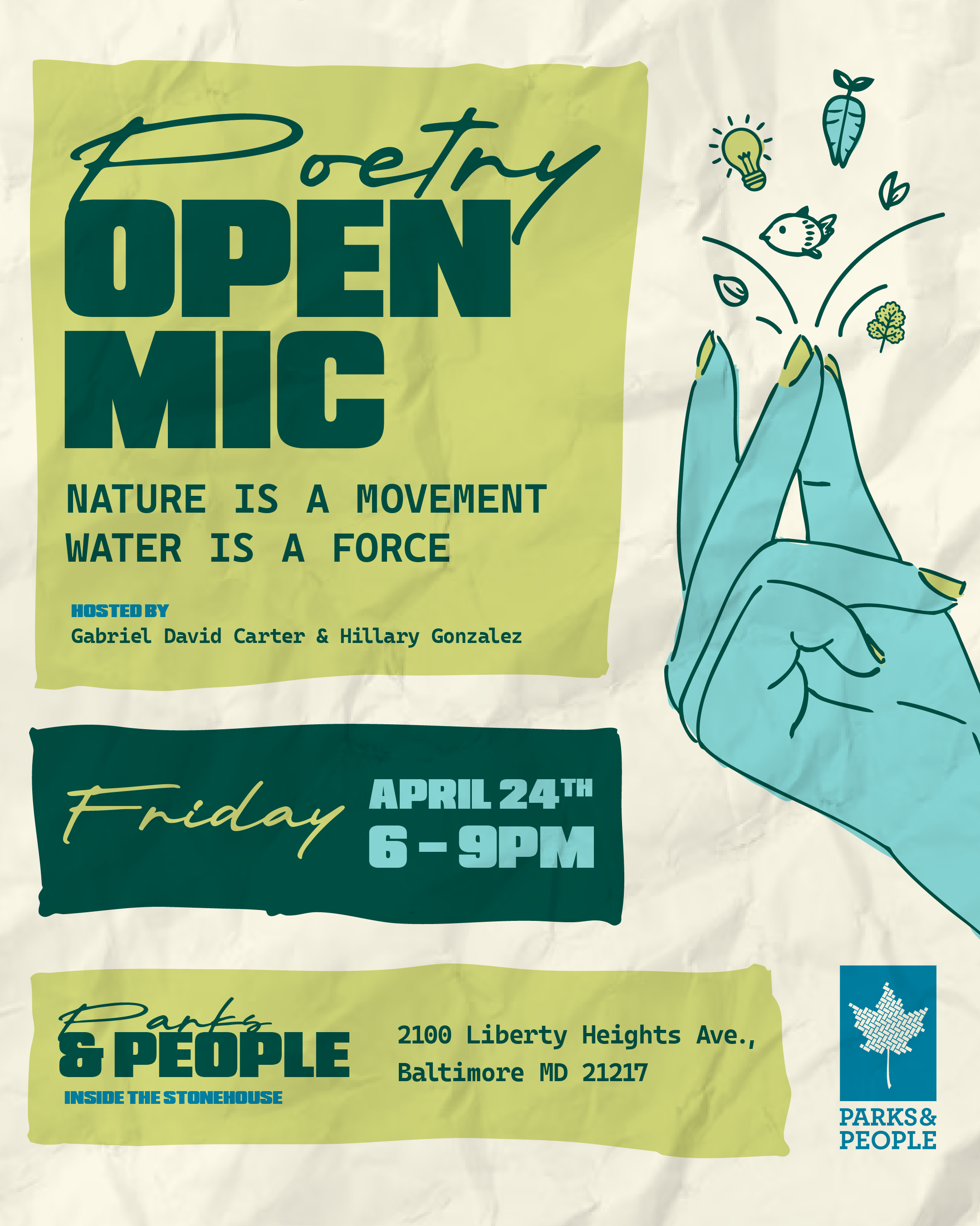 Nature is a movement/Water is a force: Poetry Open Mic Night