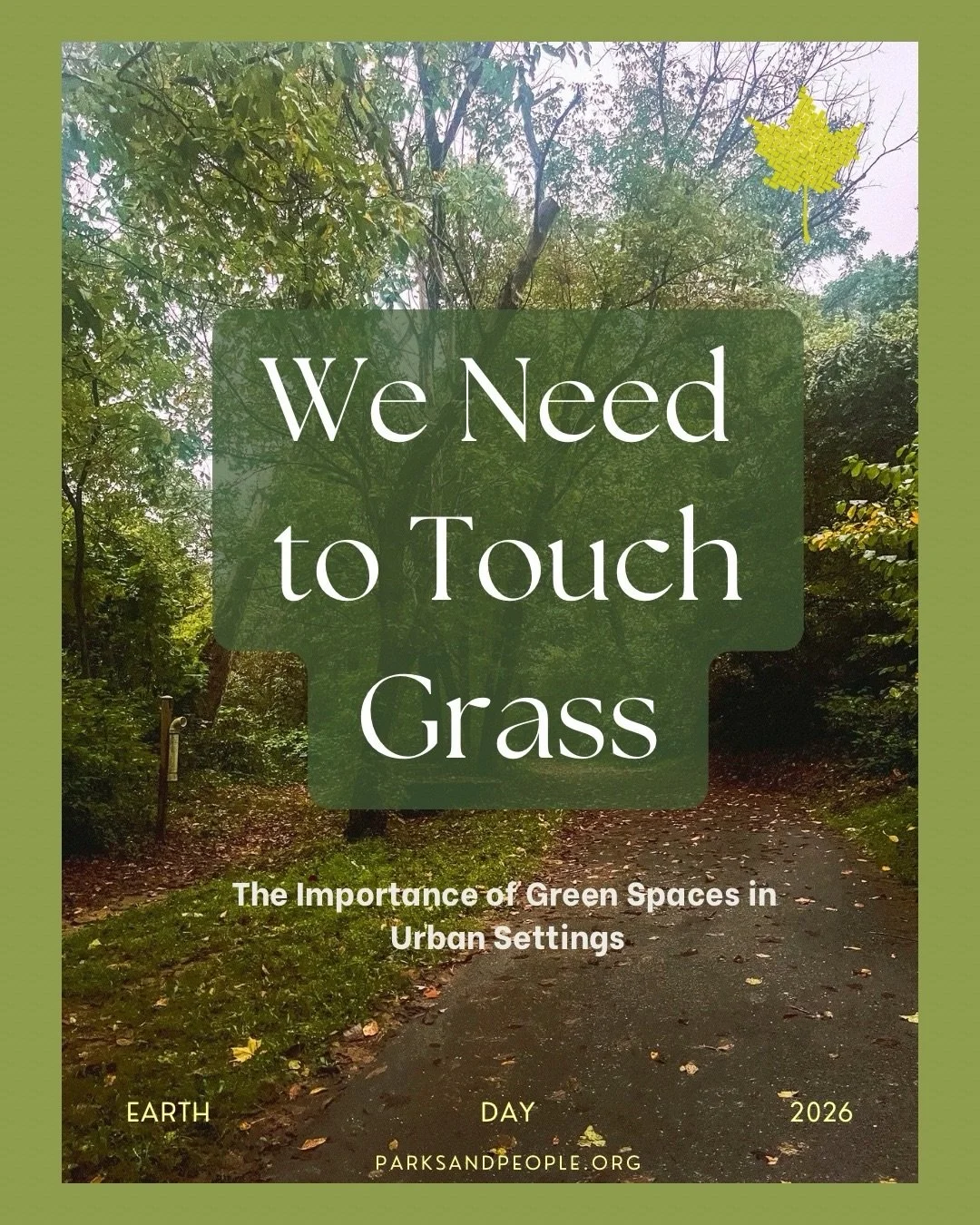 🌱 We need to touch grass and here&rsquo;s why:

A healthy and strong community requires a healthy and strong enviornment. 

Green spaces bring many social, environmental, and economic benefits to urban landscapes. 

Studies have shown that taking a 