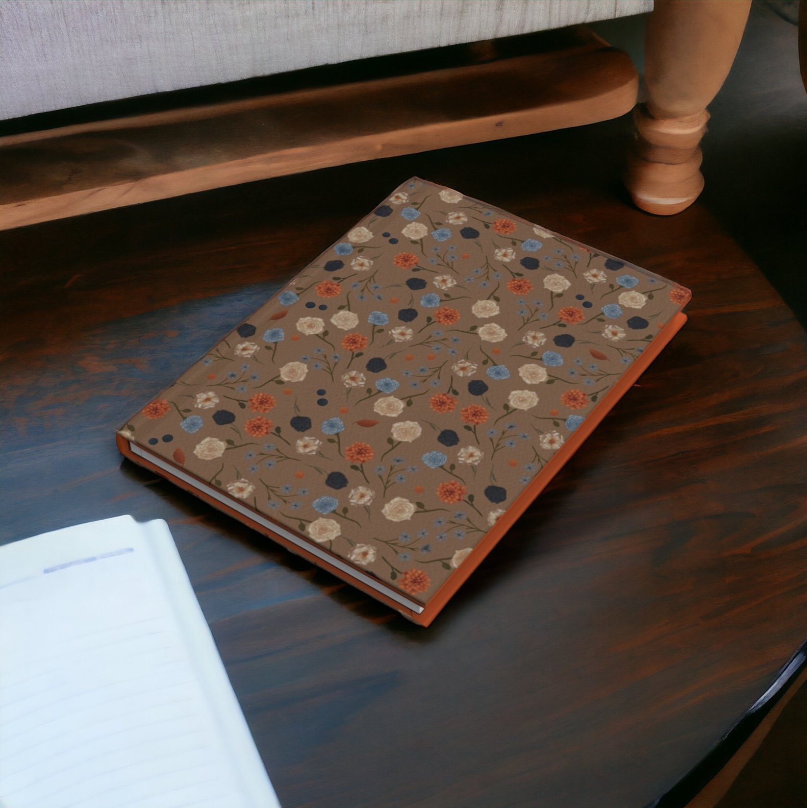 Rustic Sunset Matte Hardcover Journal / Autumn Floral Art / Perforated Paged Lined Book / Seasonal Office Supplies