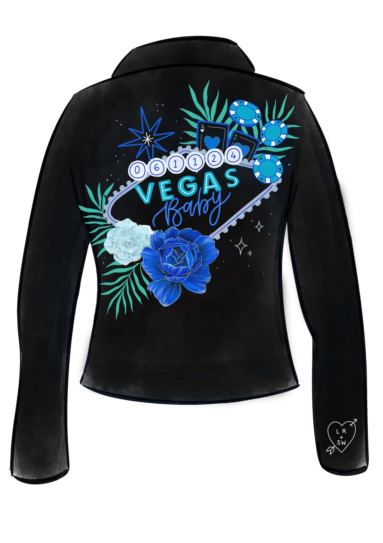 Sketch of a Vegas themed design on leather jacket