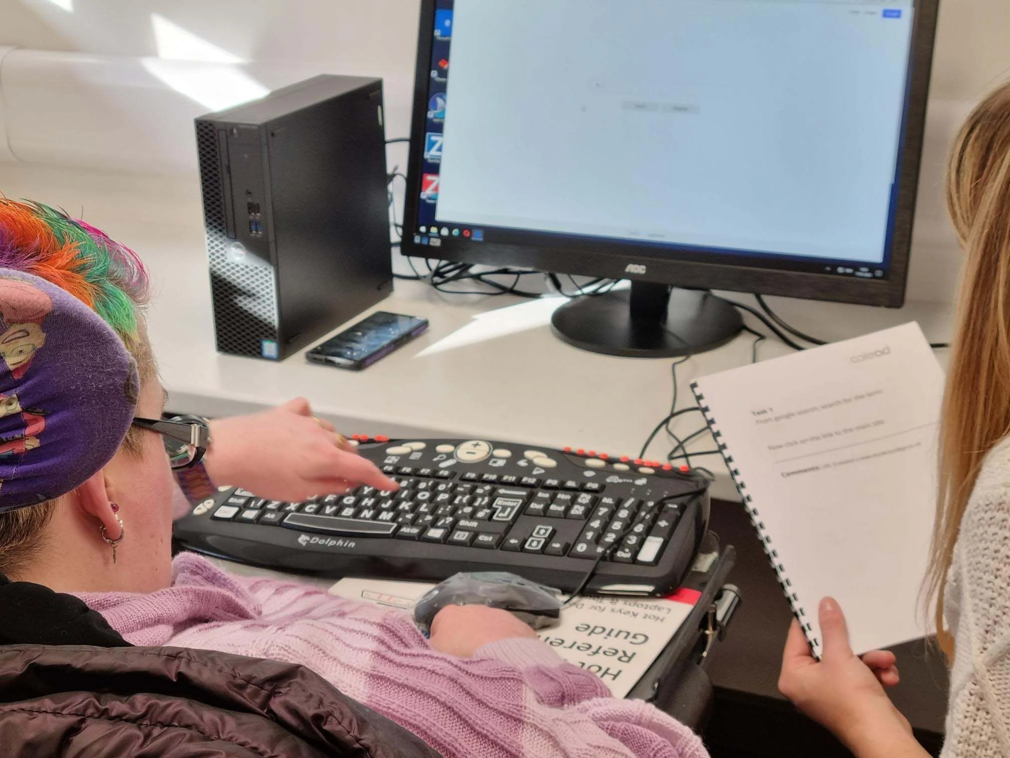 Volunteer taking part in user testing session