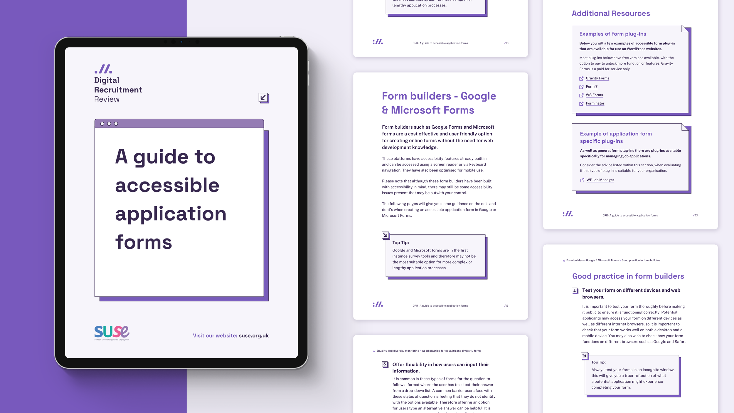 Examples of pages from the Accessible Applications Guide