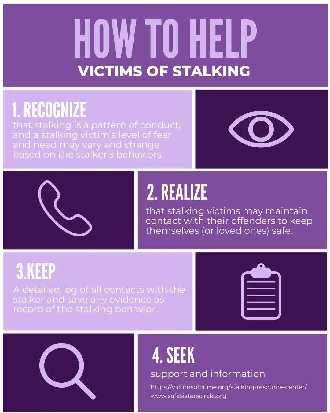 If you know someone who might be experiencing stalking, your support can make a difference. Simply being present, listening, and showing care matters.

#StalkingAwareness #SurvivorSupport #SafetyIsEssential #EndStalking