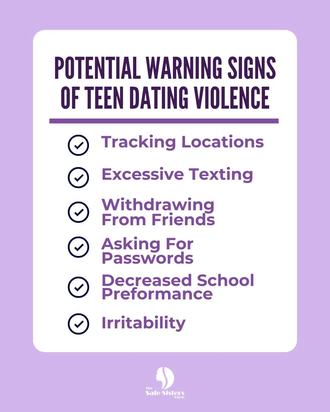 Warning signs of teen dating violence can be easy to miss&mdash;and easy to dismiss. Recognizing them early can help prevent harm and open the door to support, safety, and healthier relationships.

#TDVAM #TeenDatingViolenceAwareness #TeenSafety #Hea