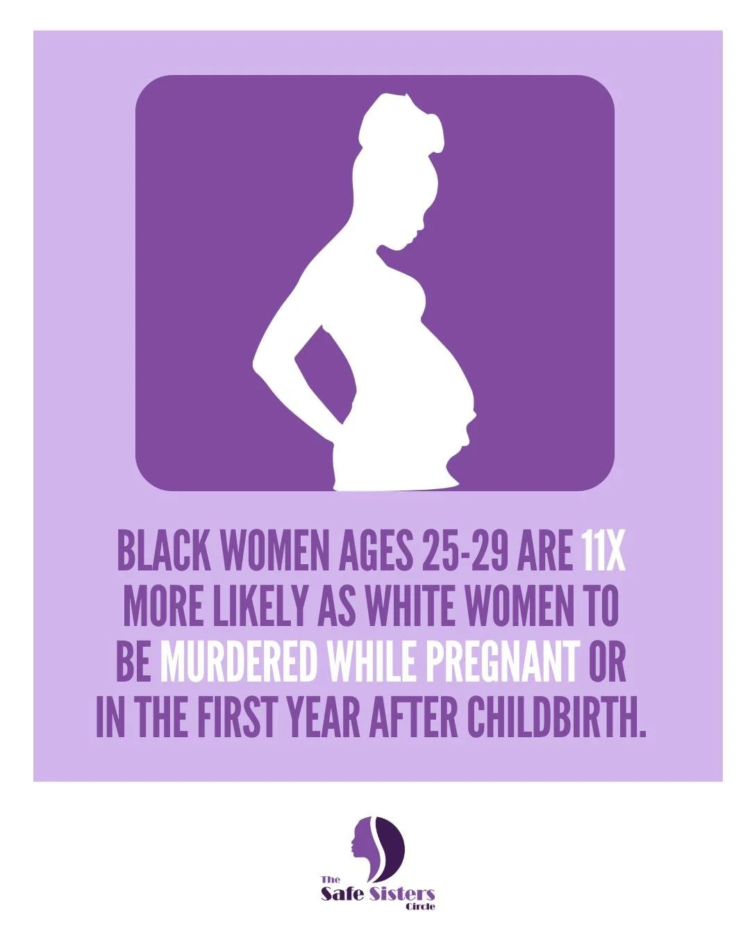 Black women ages 25&ndash;29 are 11x more likely than White women to be murdered while pregnant or within the first year after childbirth. This staggering reality underscores the urgent need for safety, support, and systemic change.

At The Safe Sist