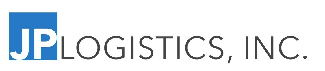 JP Logistics Inc. logo with blue squares and white letters, black text for company name.