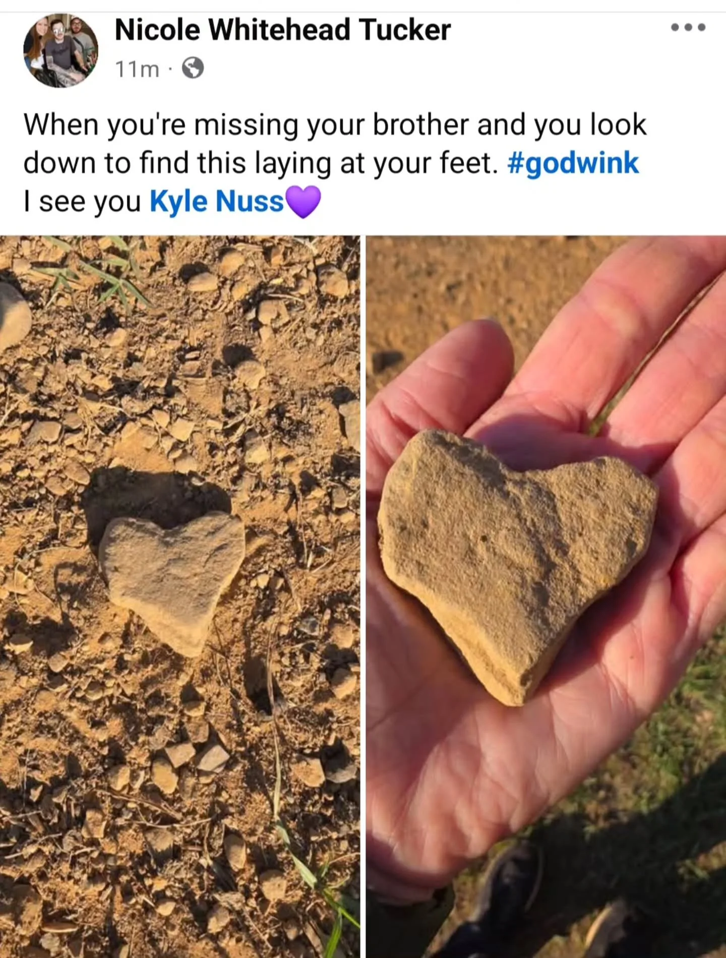 At the end of a prayer this morning I asked God to tell my brother how much I love him. Then I found this at my feet. No one can ever convince me that God isn't real. 
#godwink #siblingloss #bigsister #cysticfibrosisawareness #justbreathe #godwinks