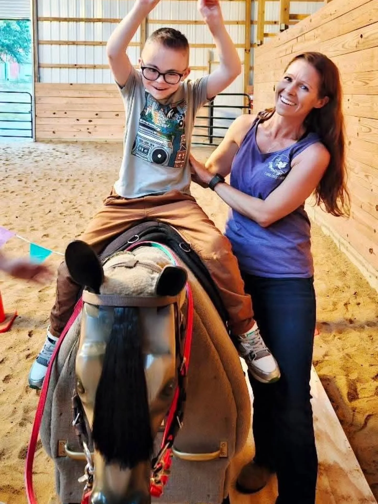 Oh my heart. 
When people ask why I do what I do....
Levi Adams💜
#waymaker #therapeuticriding #downsyndrome #helpingothers