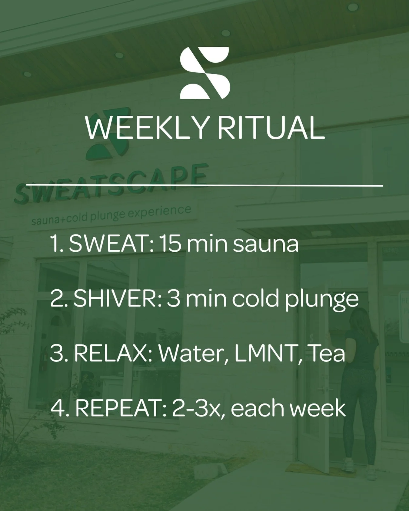 It doesn&rsquo;t have to be complicated.

&rarr; 15 minutes in the sauna.
&rarr; 3 minutes in the cold plunge.
&rarr; Repeat 2-3x.

That&rsquo;s the reset. Nervous system regulated. Mind clear. Body ready for the week.

We built SweatScape for the pe