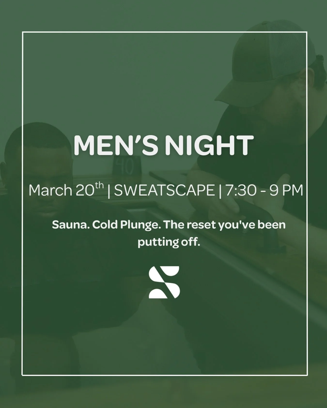 Tomorrow night. 🖤

Men&rsquo;s Night at SWEATSCAPE.

If you&rsquo;ve been putting off trying this &mdash; stop.

Friday is your in. Heat your body. Shock your system. Leave feeling like a different person.

Comment MENSNIGHT below to get the link to