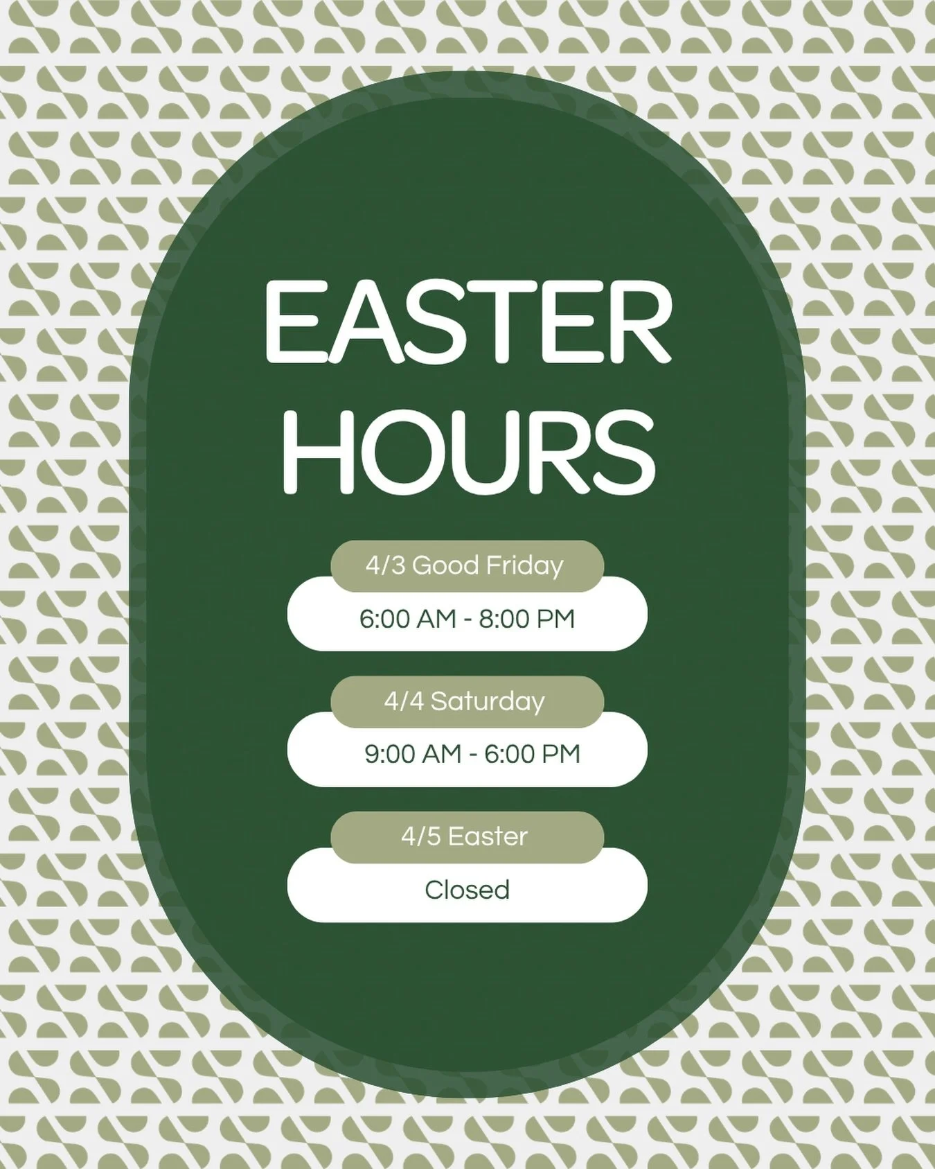 Easter Hours 🐰

Good Friday: Normal
Saturday: 9&ndash;6
Closed Sunday

Back to your routine after Easter 🤍

#bcswellness #sauna #coldplunge #sweatscape #easter