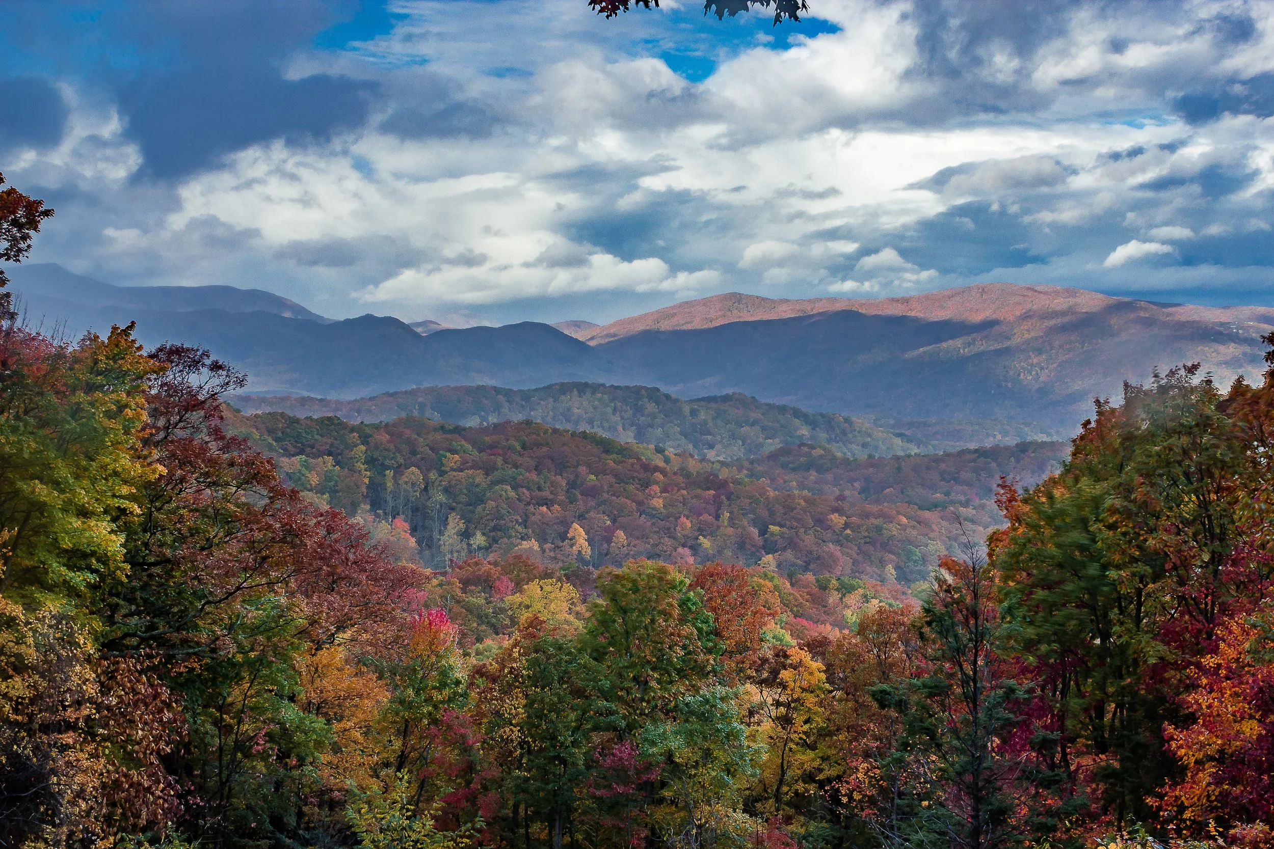 Panoramic Views of the Smoky Mountains During Fall