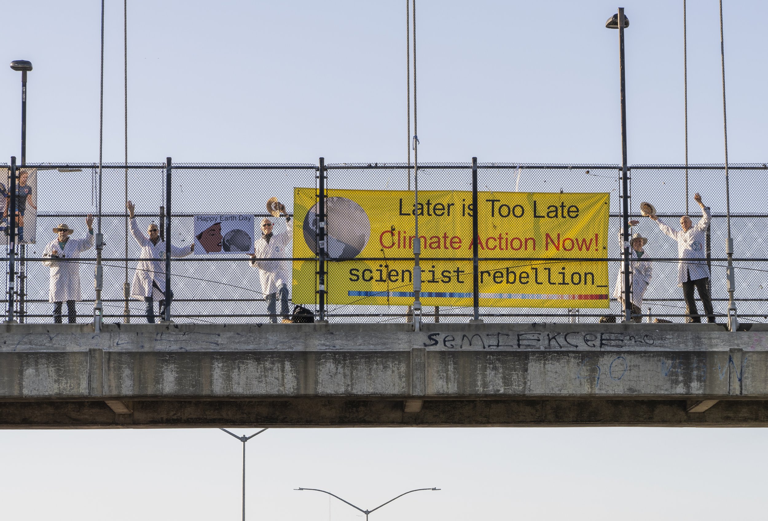 Turtle Island West Hangs Out Over Highway 80 in Berkeley - Earth Day, 2024