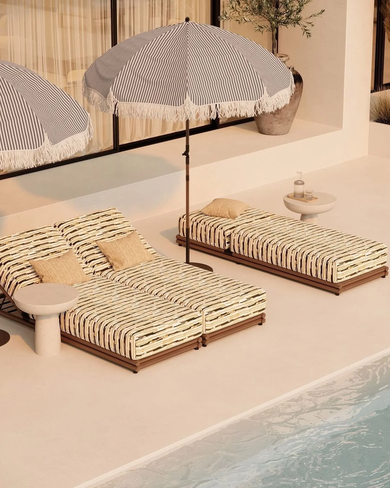 Summer dreaming with @misia_paris &lsquo;Saleccia&rsquo;. 

Specially designed for outdoor use. Each of the planes of color has its own texture adding complexity and detail to the weave, and it is difficult to tell it apart from a cotton or linen cre