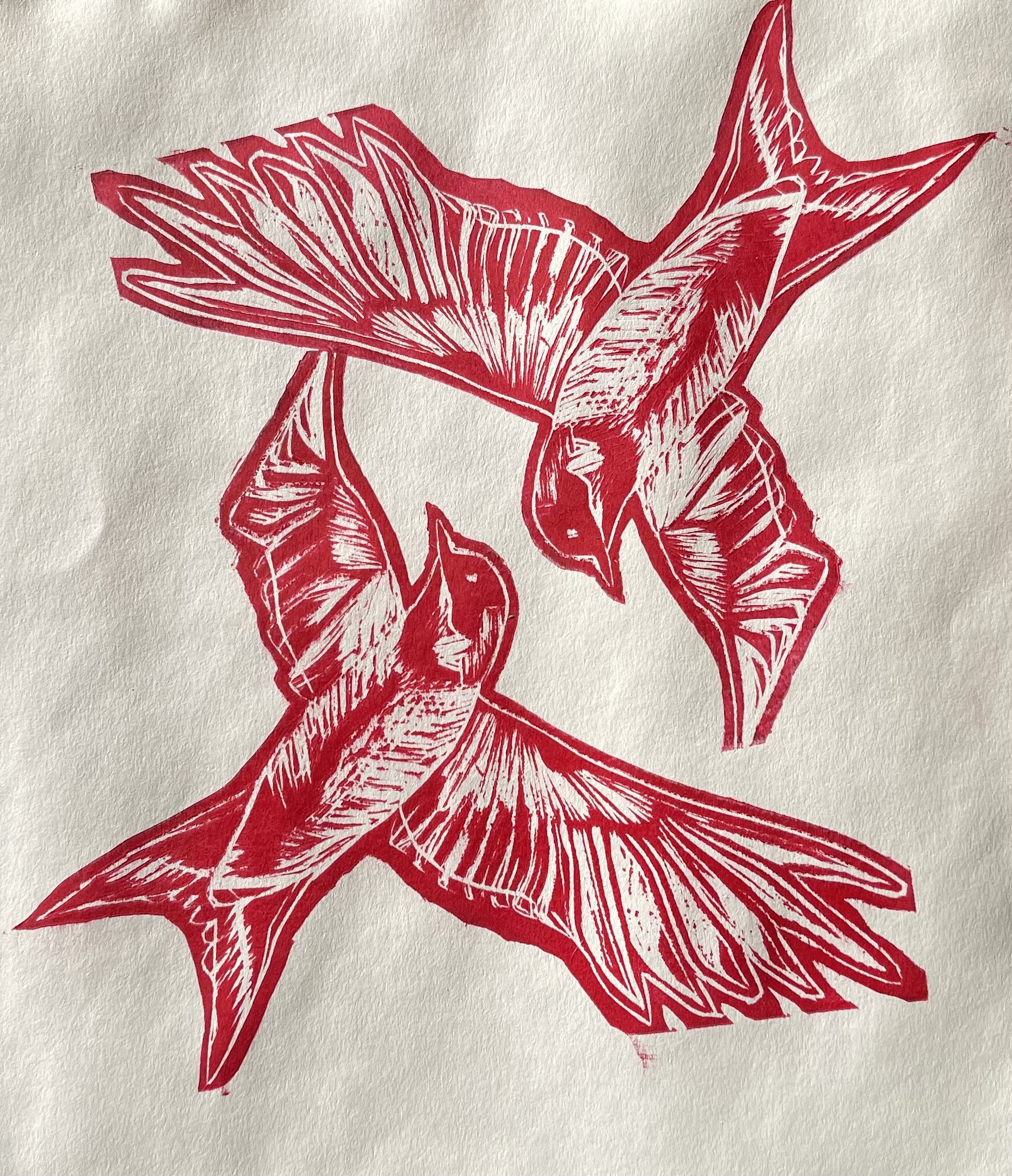 Linoleum print. 5in x 5in