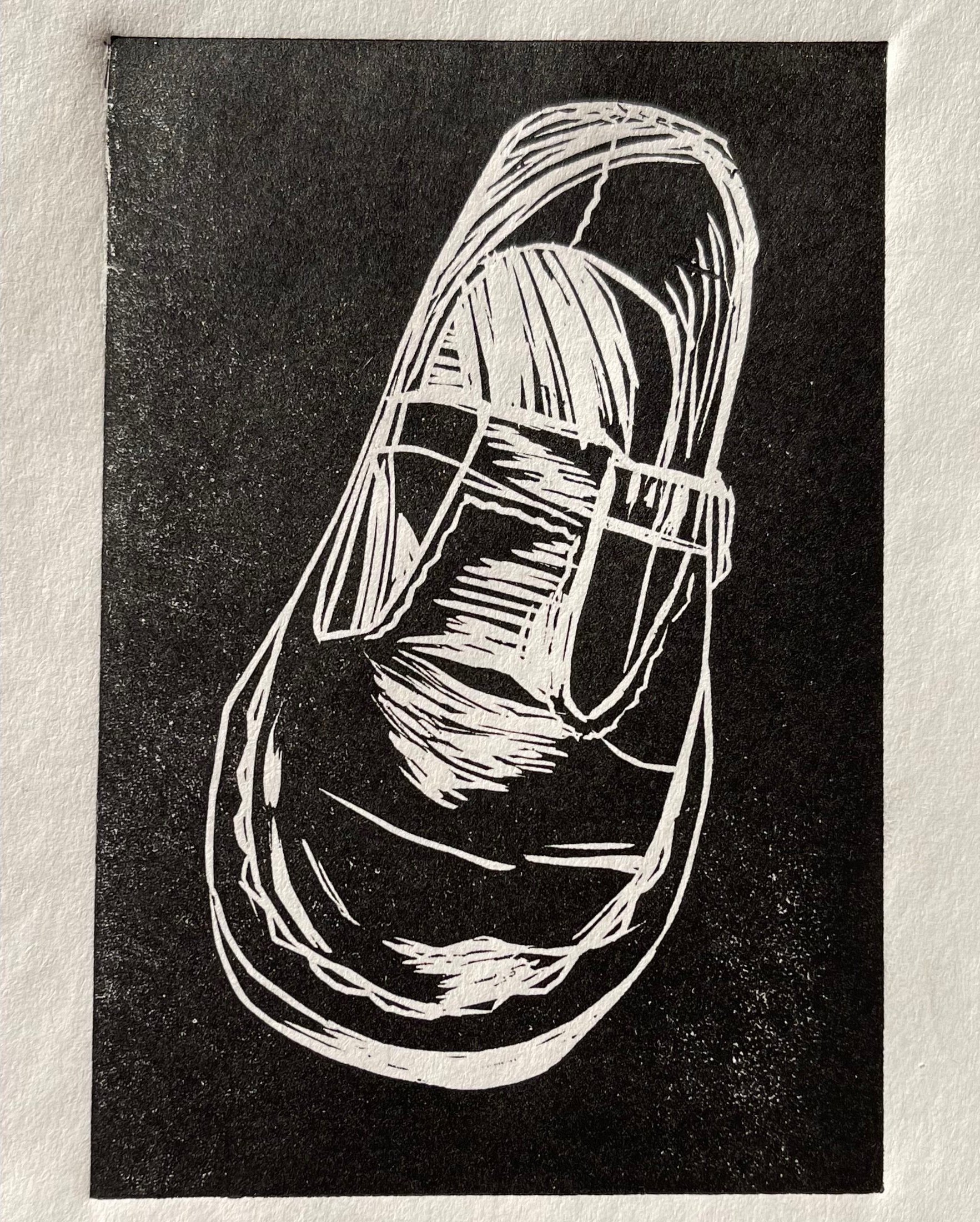 Linoleum print. 2in x 3in