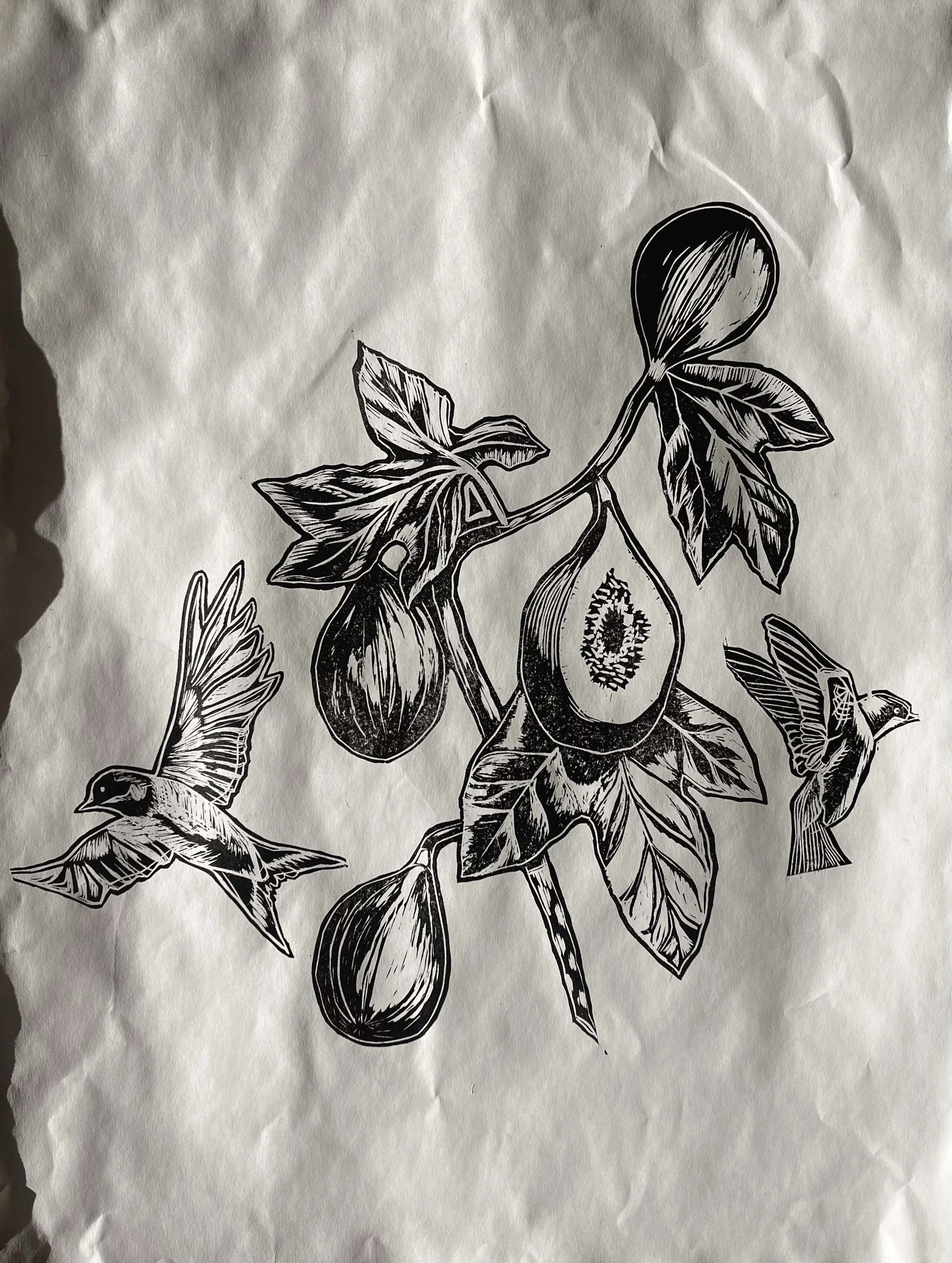 Linoleum print 1/2. 16in x 18in