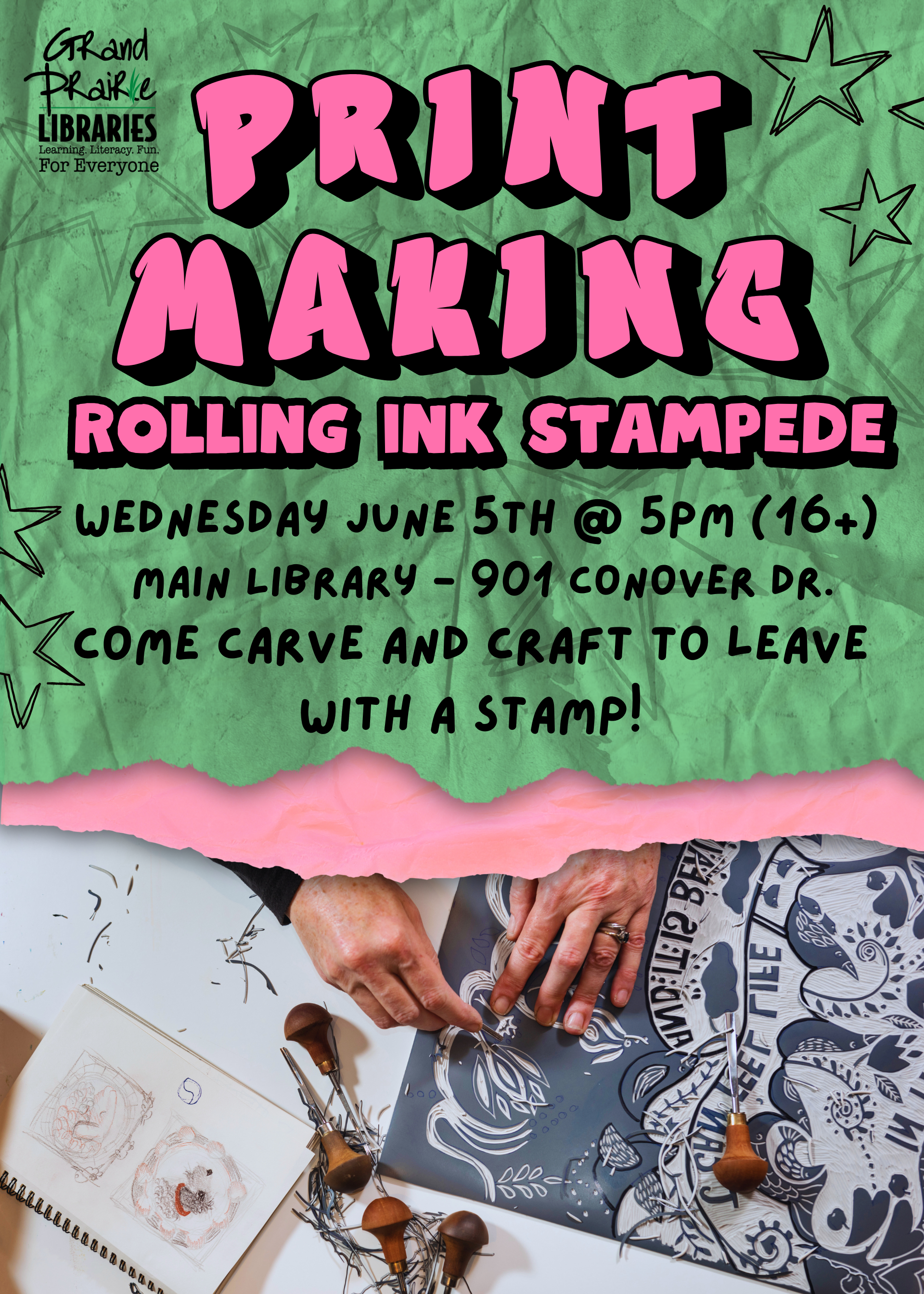 Flyer for summer program at Grand Prairie Library