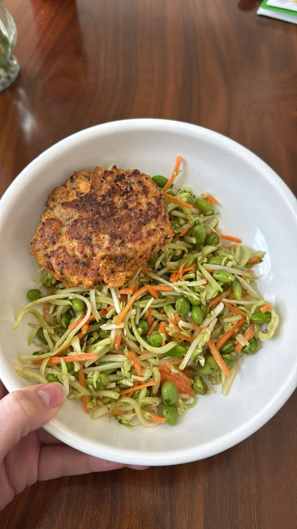 Crispy Air Fryer Salmon Patties with Edamame Slaw 