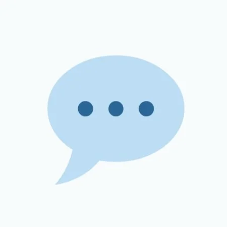 Speech bubble icon with three dots indicating message or conversation.