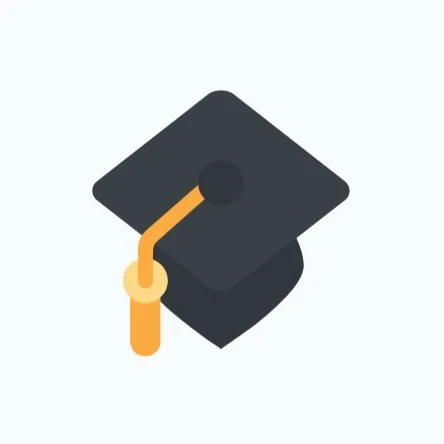 Illustration of a black graduation cap with a yellow tassel.
