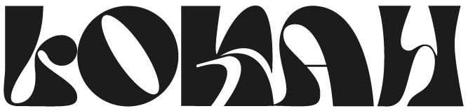 The image features stylized black text spelling 'KOHLE' on a black background, with some parts of the letters distorted or artistic.