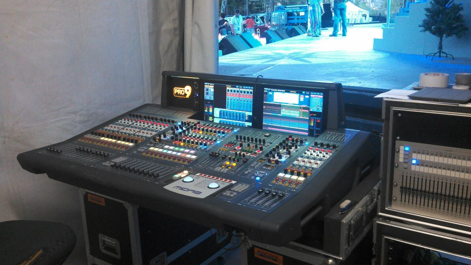 Console Monitors
One of our new Midas Pro9 consoles with our second Pro9 being used for the tv audio record.
Carols in the City
6th of December 2012