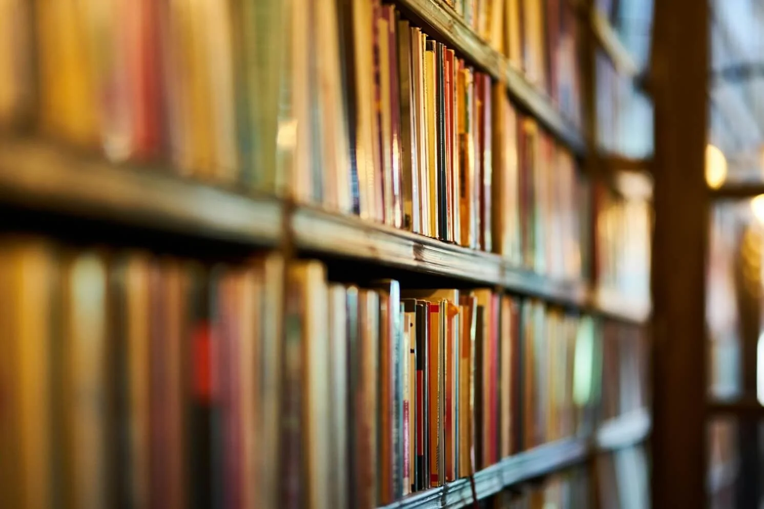 Stack of books at a library.